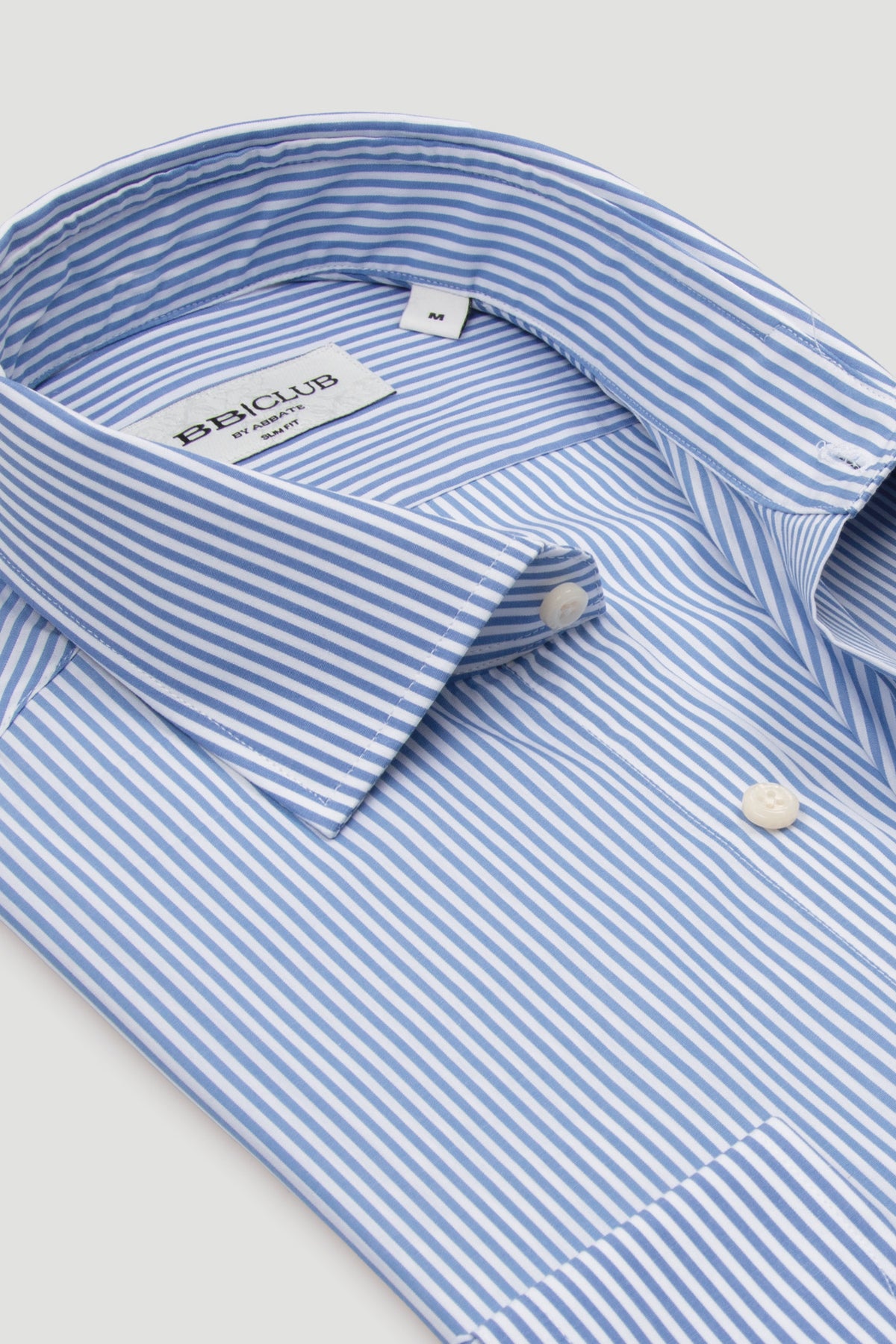 BB Club Oscar Poplin %100 Pamuk Slim Fit Açık Mavi Klasik Yaka Erkek Çizgili Gömlek