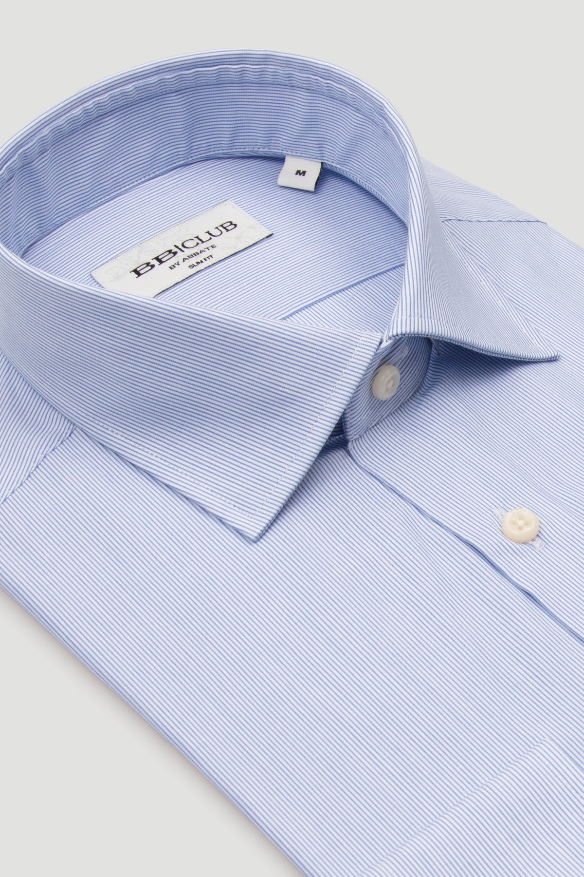 BB Club Oscar Poplin %100 Pamuk Slim Fit Açık Mavi Klasik Yaka Erkek Çizgili Gömlek