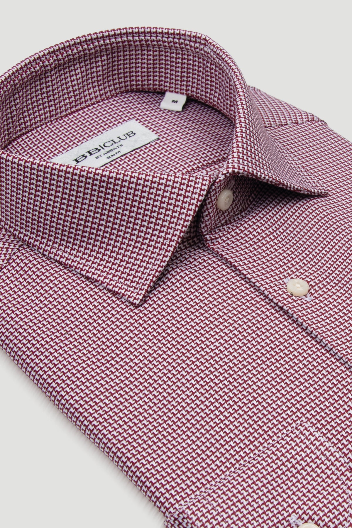 BB Club Oscar Dokuma %100 Pamuk Slim Fit Kırmızı Klasik Yaka Erkek Desenli Gömlek