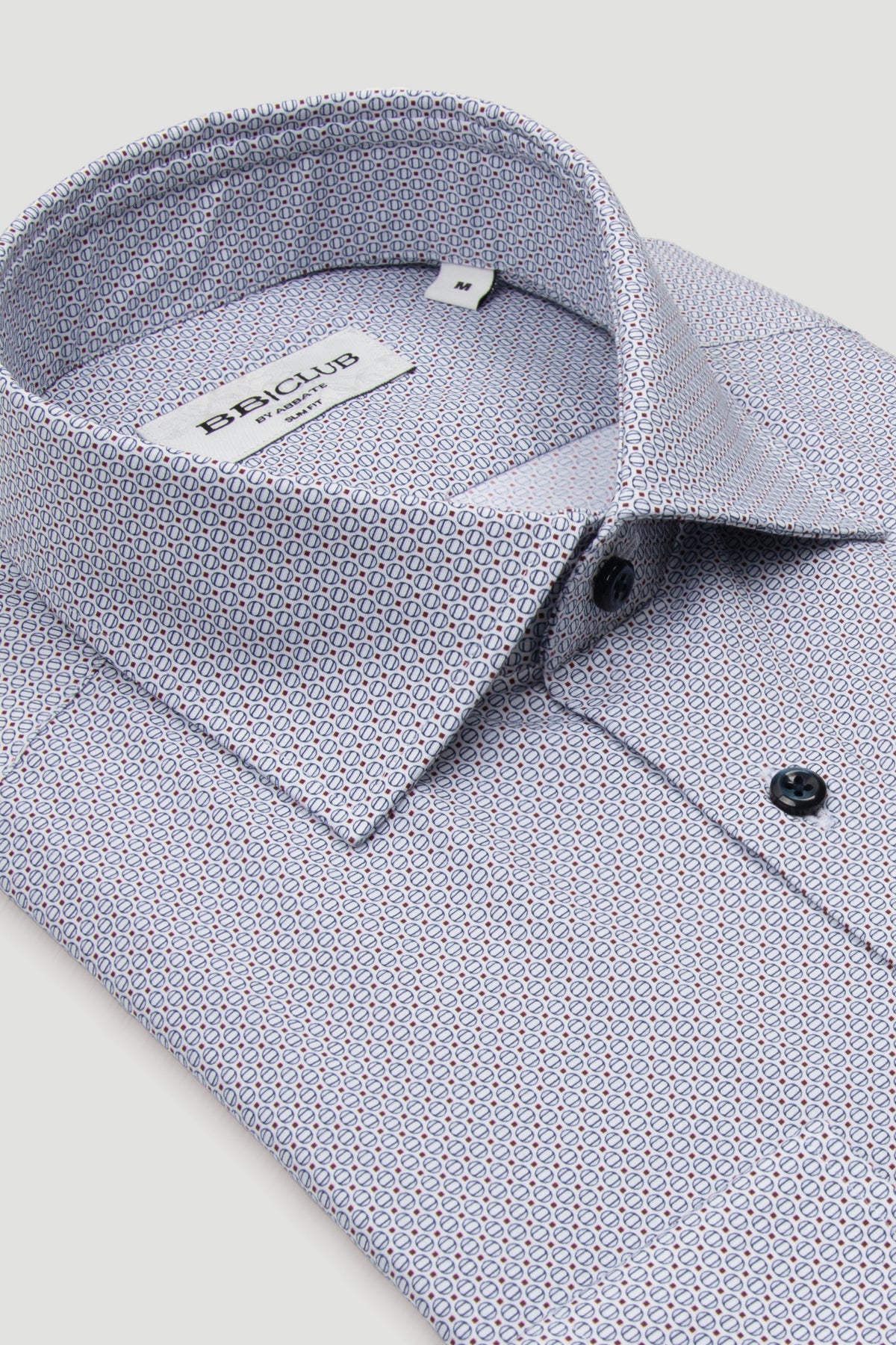 BB Club Oscar Poplin Stretch Pamuk Karışımlı Slim Fit Lacivert Klasik Yaka Erkek Desenli Gömlek