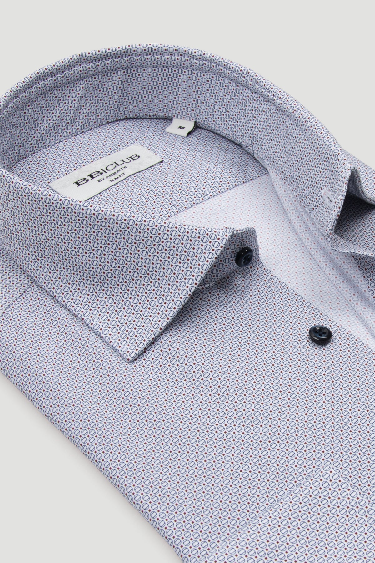 BB Club Oscar Poplin Stretch Pamuk Karışımlı Slim Fit Lacivert Klasik Yaka Erkek Desenli Gömlek