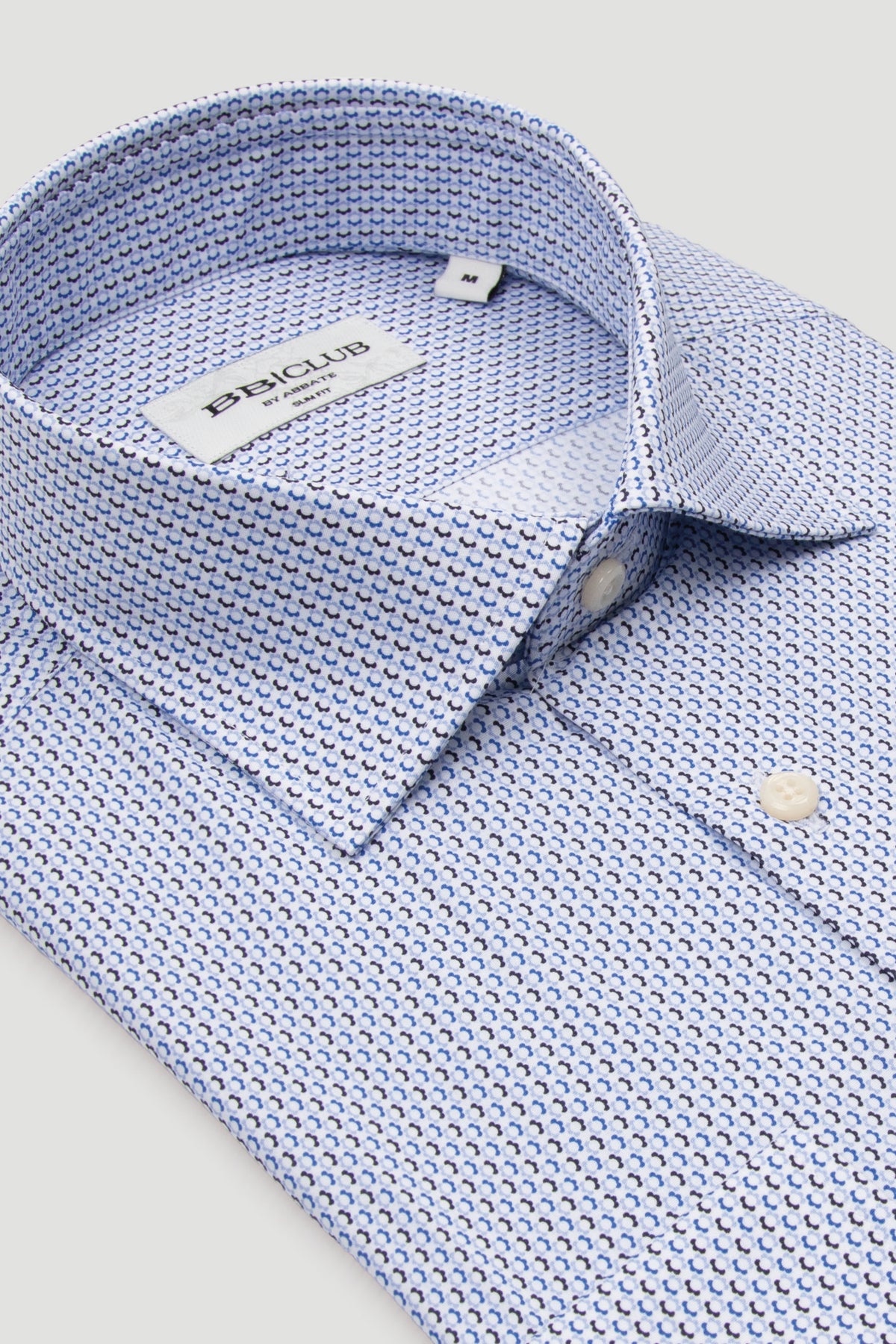 BB Club Oscar Poplin %100 Pamuk Slim Fit Lacivert Klasik Yaka Erkek Baskılı Gömlek