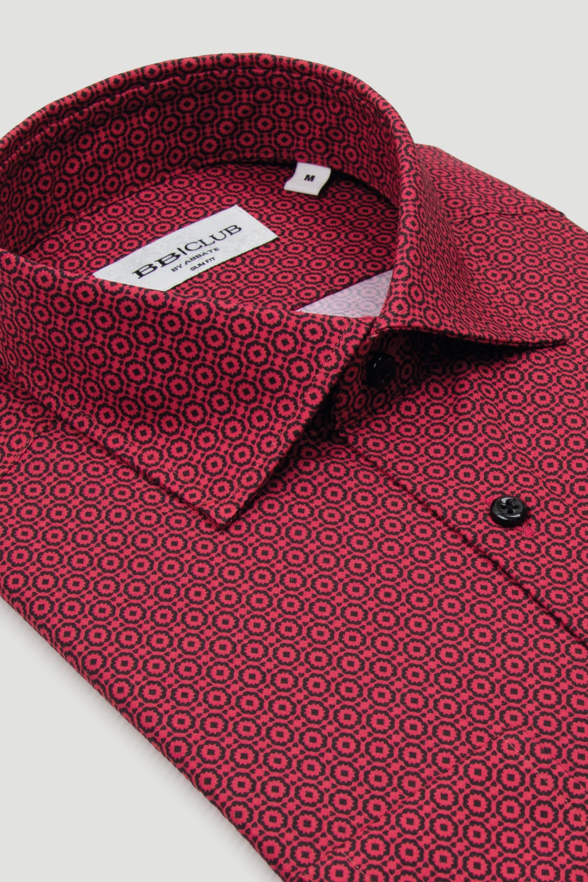 BB Club Oscar Poplin %100 Pamuk Slim Fit Pembe Klasik Yaka Erkek Baskılı Gömlek