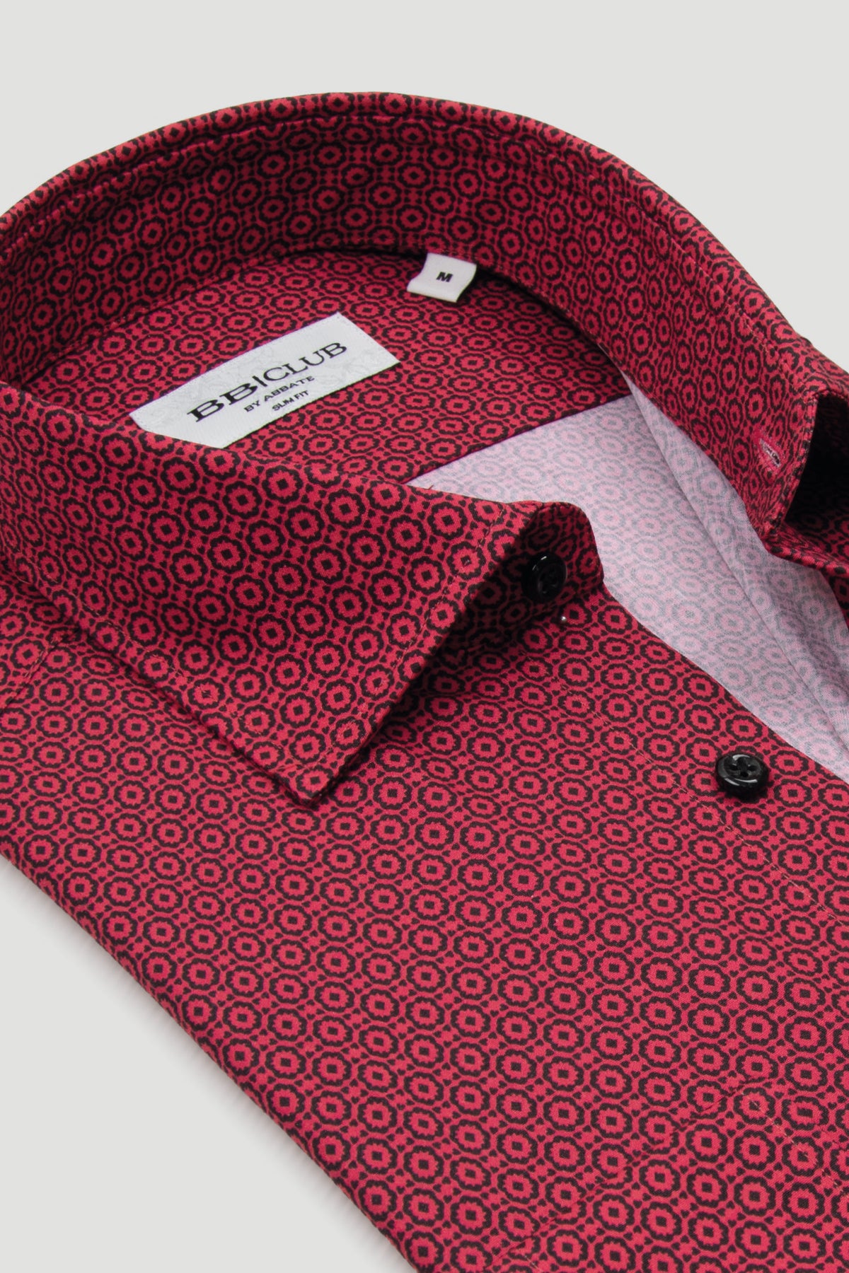 BB Club Oscar Poplin %100 Pamuk Slim Fit Pembe Klasik Yaka Erkek Baskılı Gömlek