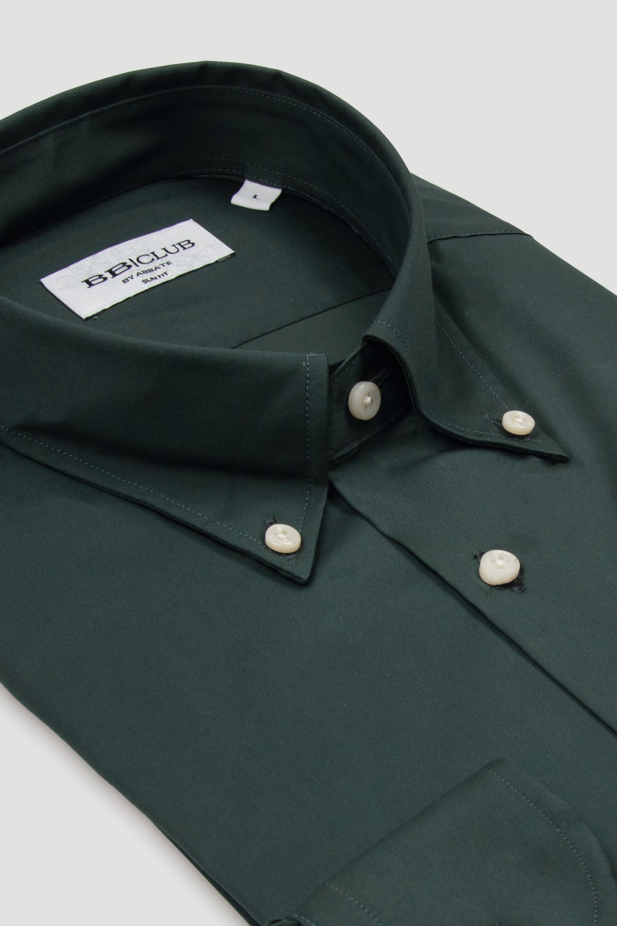 BB Club Aron Poplin Stretch Pamuk Karışımlı Slim Fit Koyu Yeşil Düğmeli Yaka Erkek Düz Gömlek
