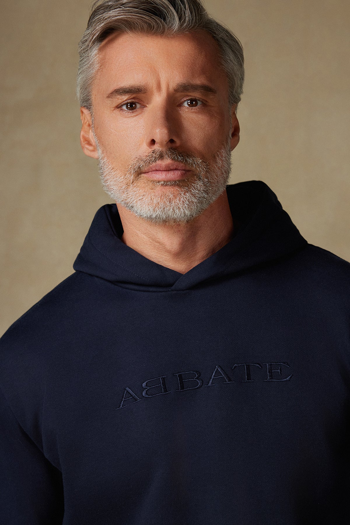 Abbate Hoodie Örme Kumaş Pamuklu Comfort Fit Lacivert Bisiklet Yaka Erkek Nakışlı Hoodie