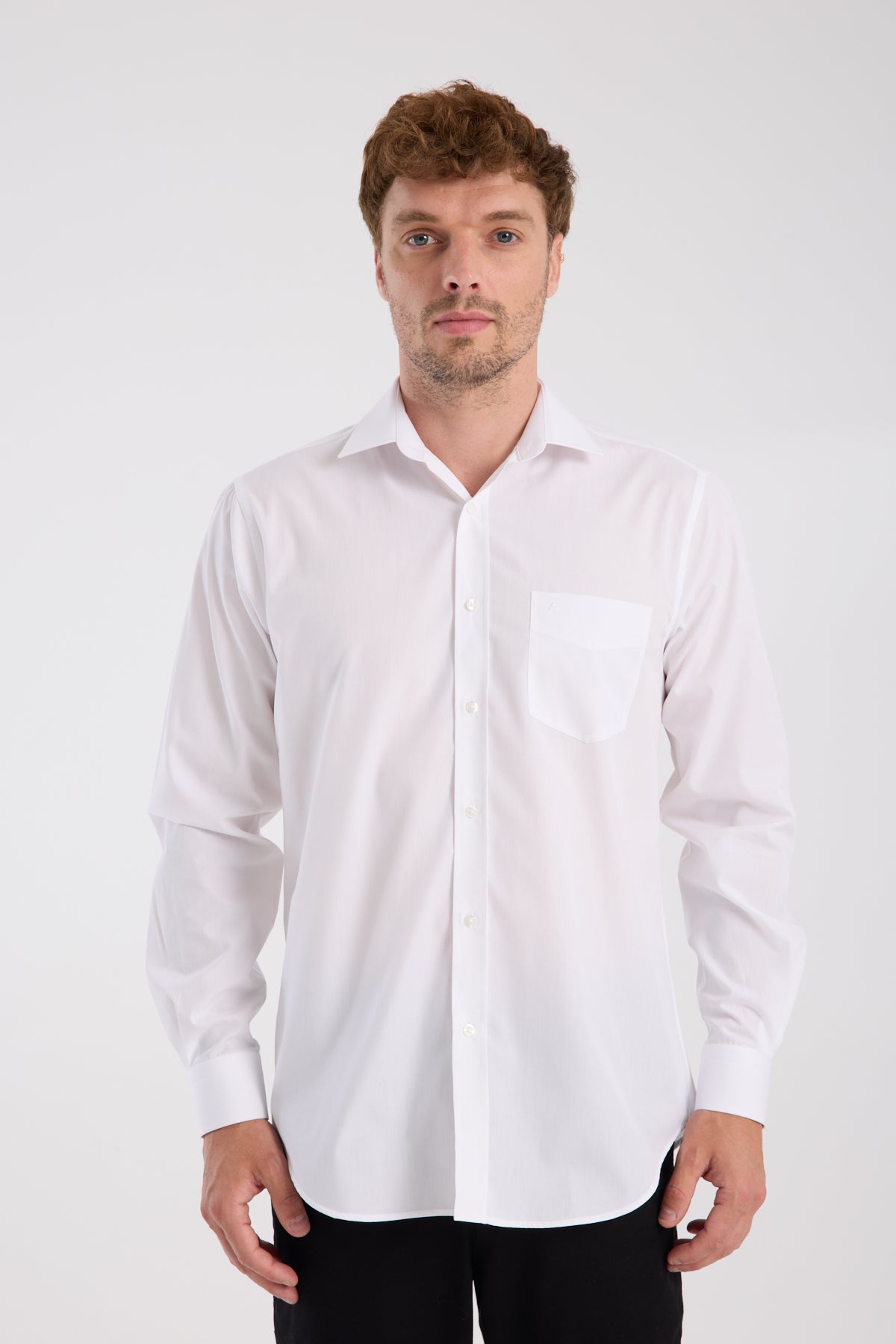 AClub AC10065 Poplin Pamuk Karışımlı Regular Fit Beyaz Klasik Yaka Erkek Düz Gömlek