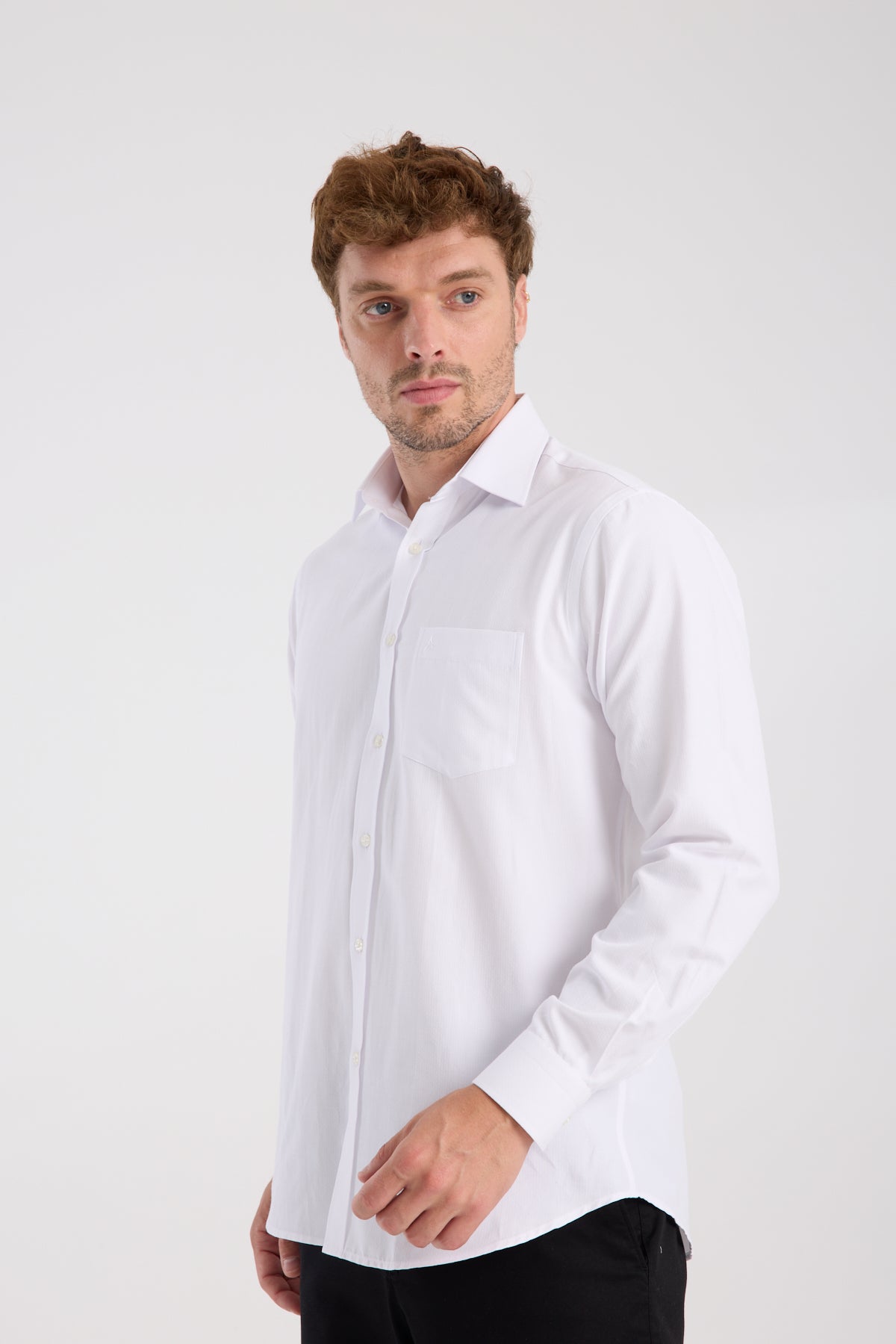 AClub AC10067 Armür Pamuk Karışımlı Regular Fit Beyaz Klasik Yaka Erkek Düz Gömlek