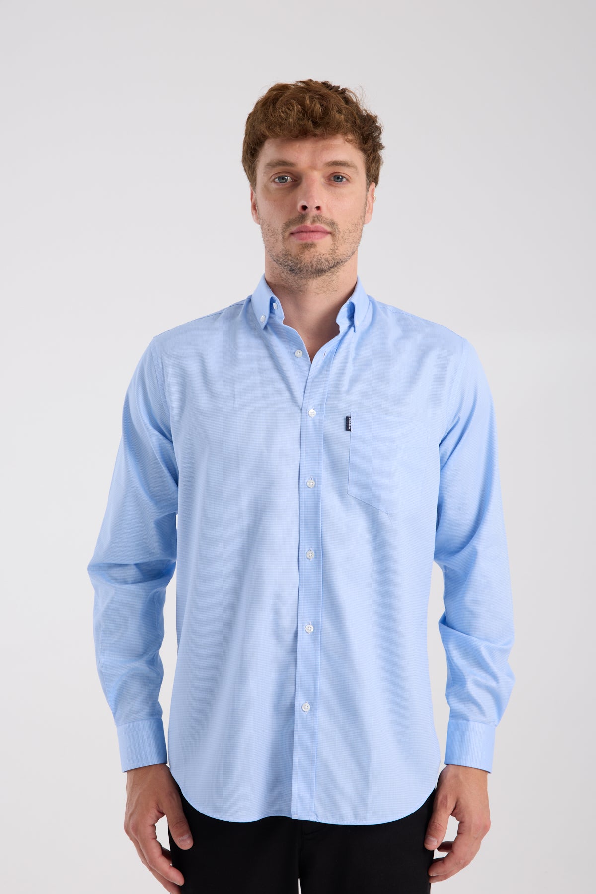 AClub AC10069 Oxford Pamuklu Regular Fit Açık Mavi Düğmeli Yaka Erkek Desenli Gömlek