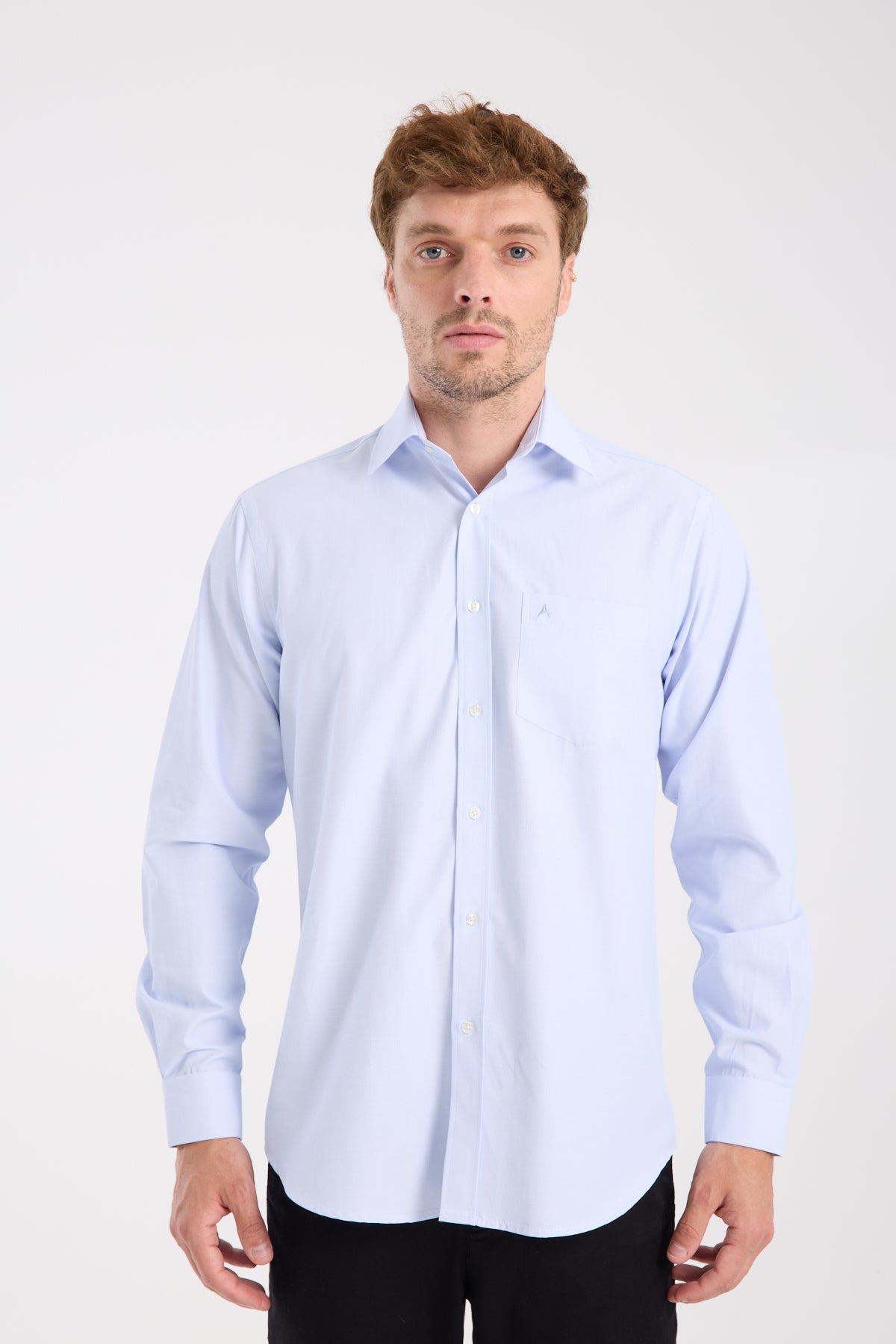 AClub AC10075 Poplin Pamuk Karışımlı Regular Fit Açık Mavi Klasik Yaka Erkek Çizgili Gömlek