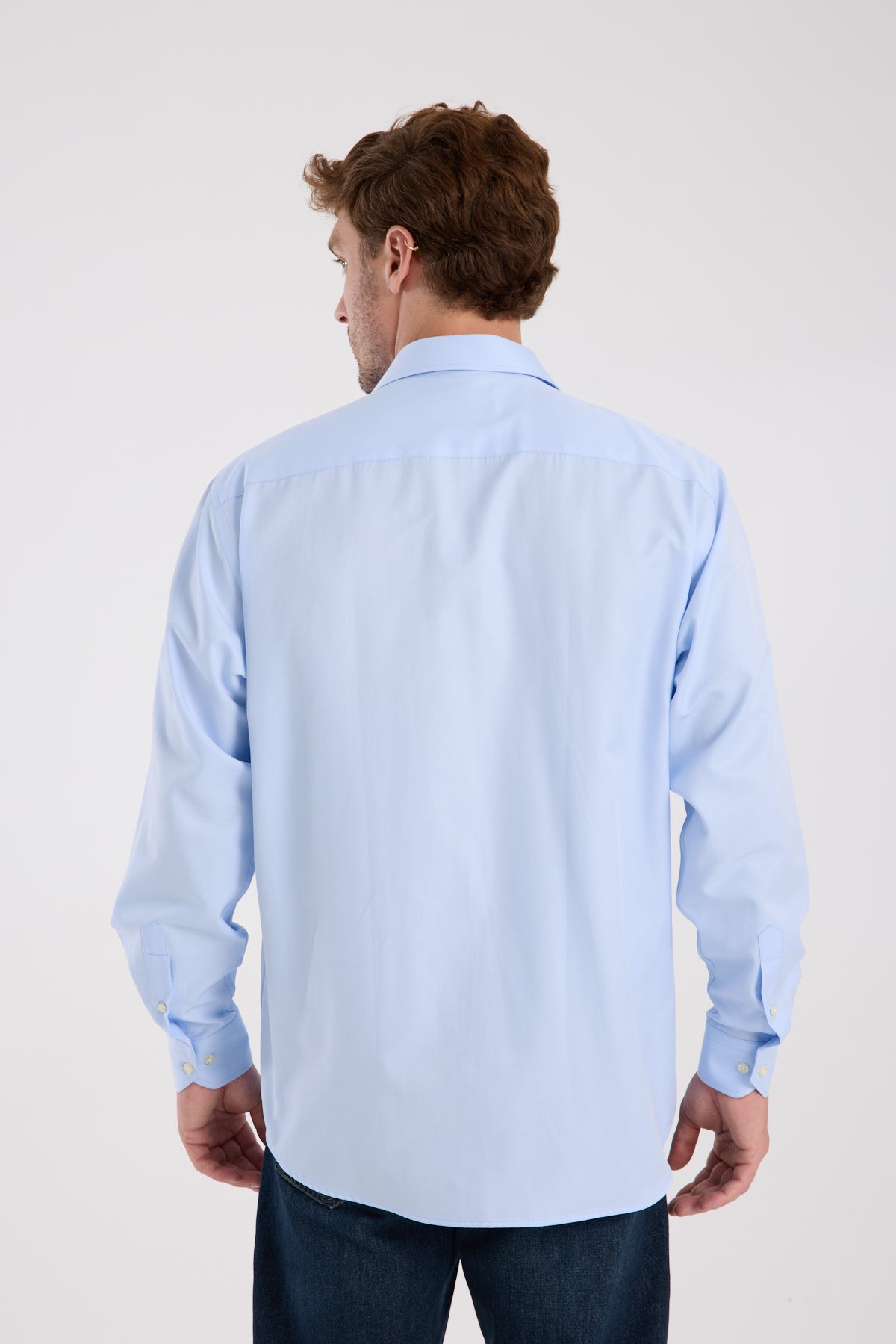 AClub AC10097 Twill Pamuk Karışımlı Regular Fit Açık Mavi Klasik Yaka Erkek Düz Gömlek