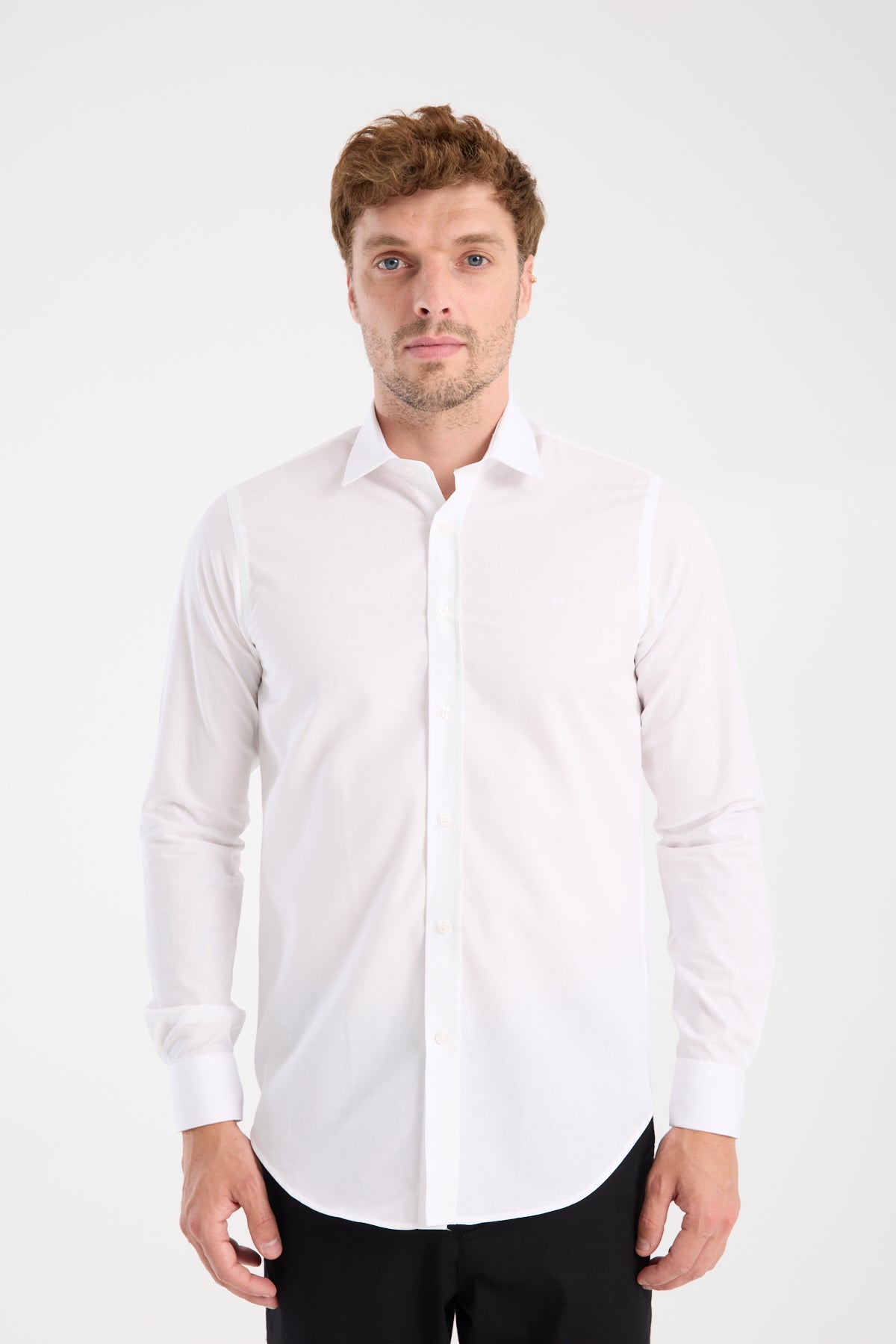 AClub AC10109 Poplin Pamuklu Slim Fit Beyaz Klasik Yaka Erkek Düz Gömlek