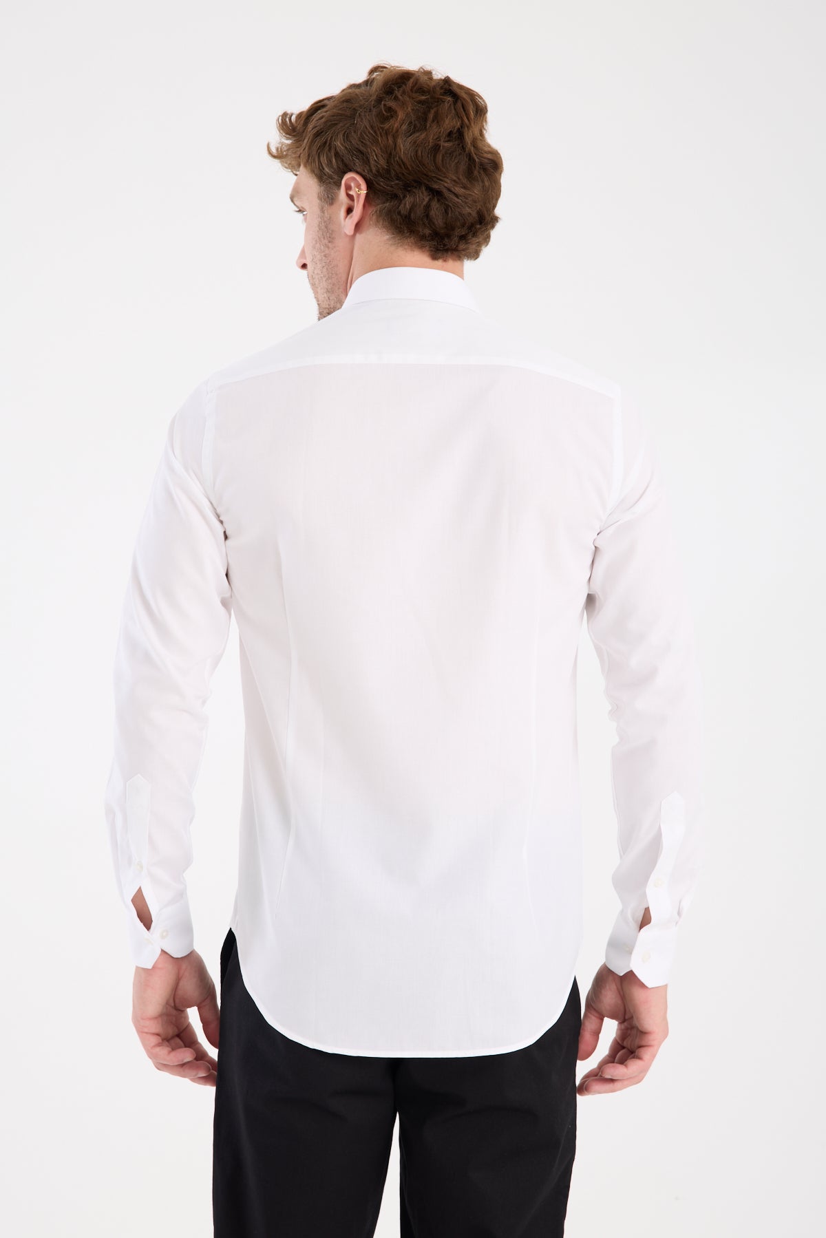 AClub AC10109 Poplin Pamuklu Slim Fit Beyaz Klasik Yaka Erkek Düz Gömlek