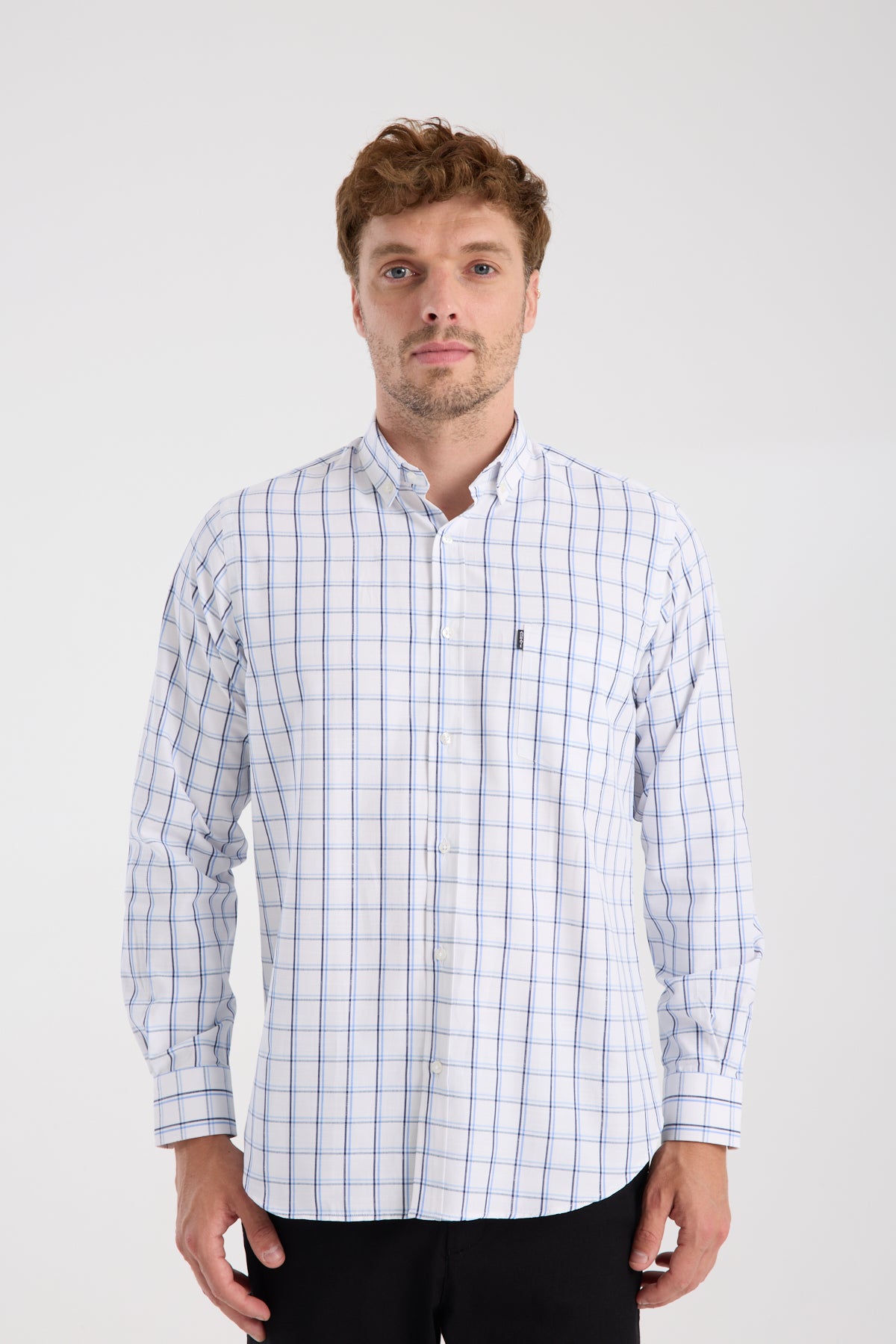 AClub AC10113 Poplin Pamuk Karışımlı Regular Fit Lacivert Düğmeli Yaka Erkek Düz Gömlek