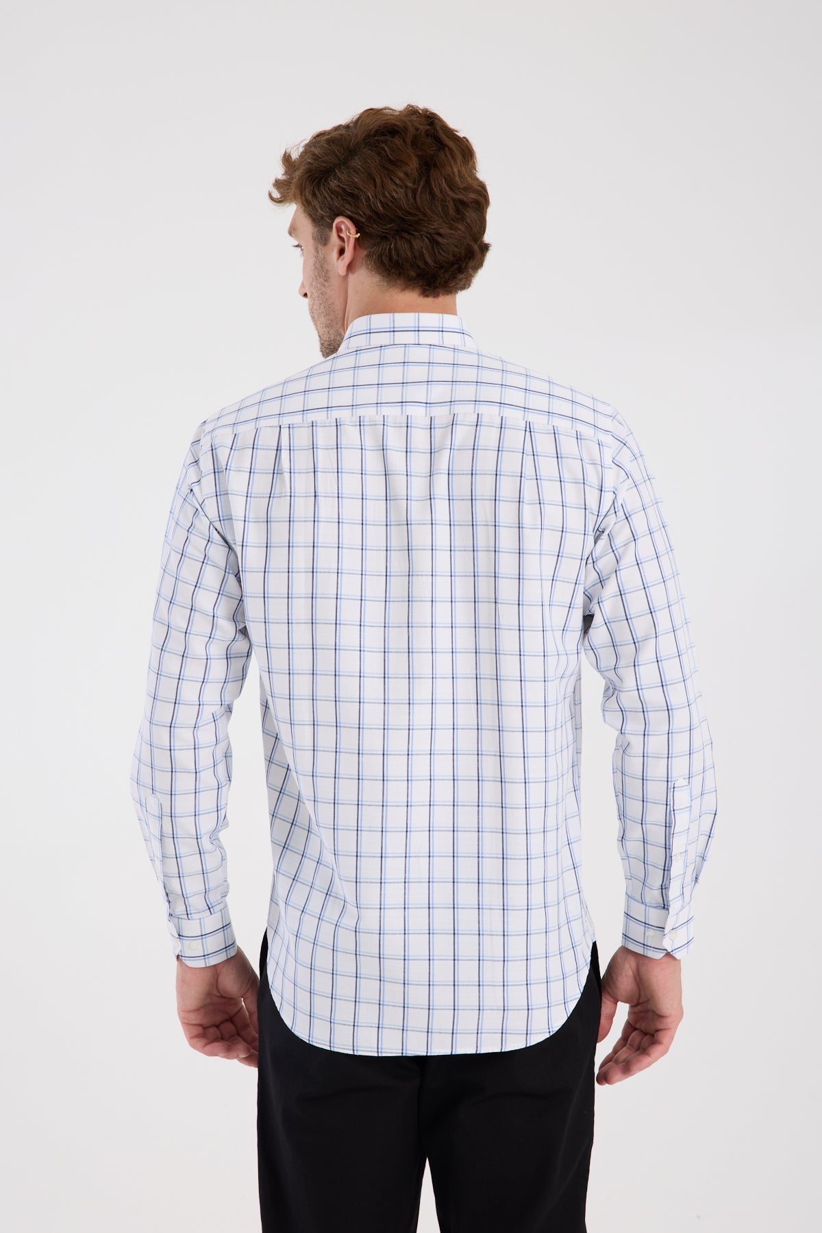 AClub AC10113 Poplin Pamuk Karışımlı Regular Fit Lacivert Düğmeli Yaka Erkek Düz Gömlek