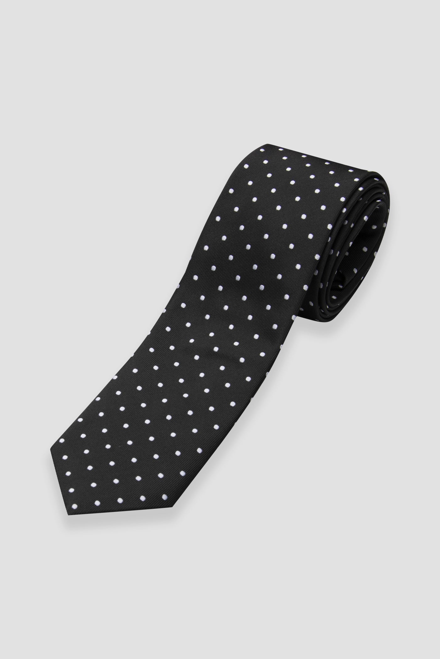 Abbate Kravat 8 cm Mikrofiber Polyester Siyah Erkek Puantiyeli Kravat