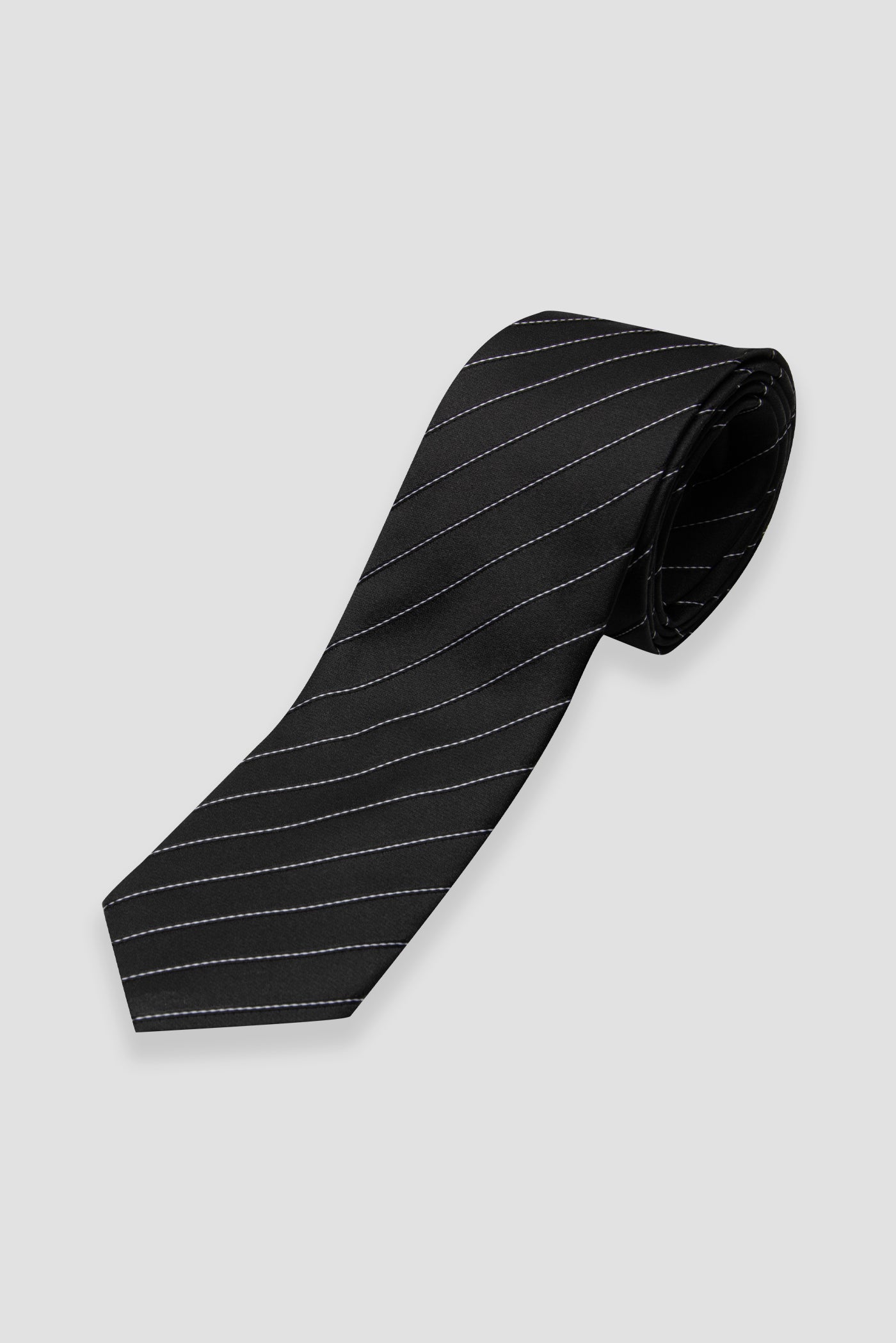 Abbate Kravat 8 cm Mikrofiber Polyester Siyah Erkek Çizgili Kravat