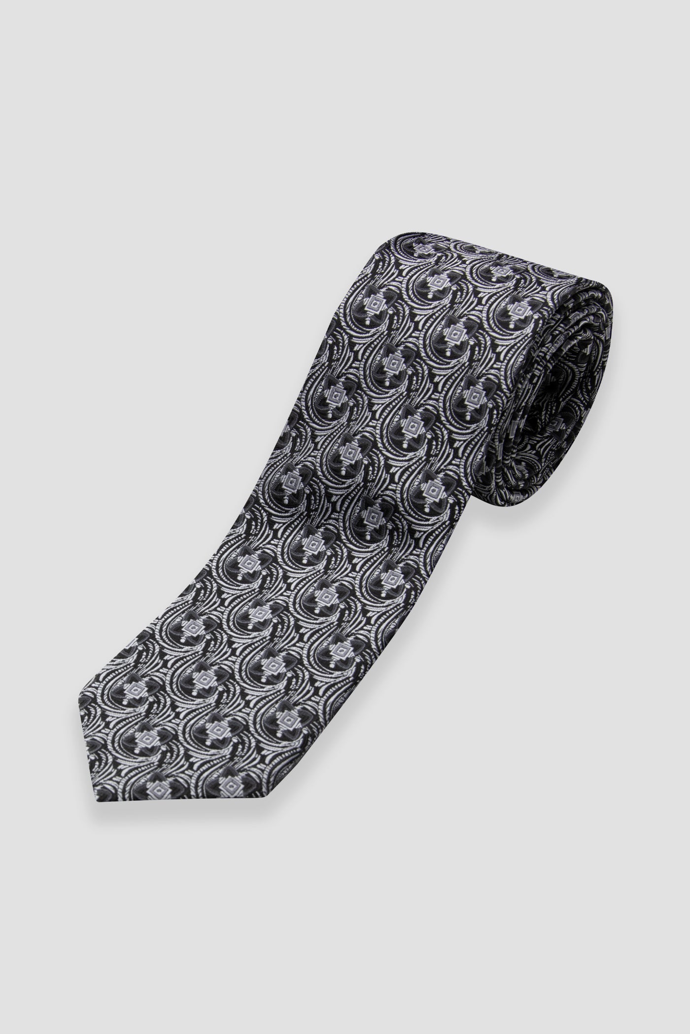 Abbate Kravat 8 cm Mikrofiber Polyester Siyah Erkek Desenli Kravat