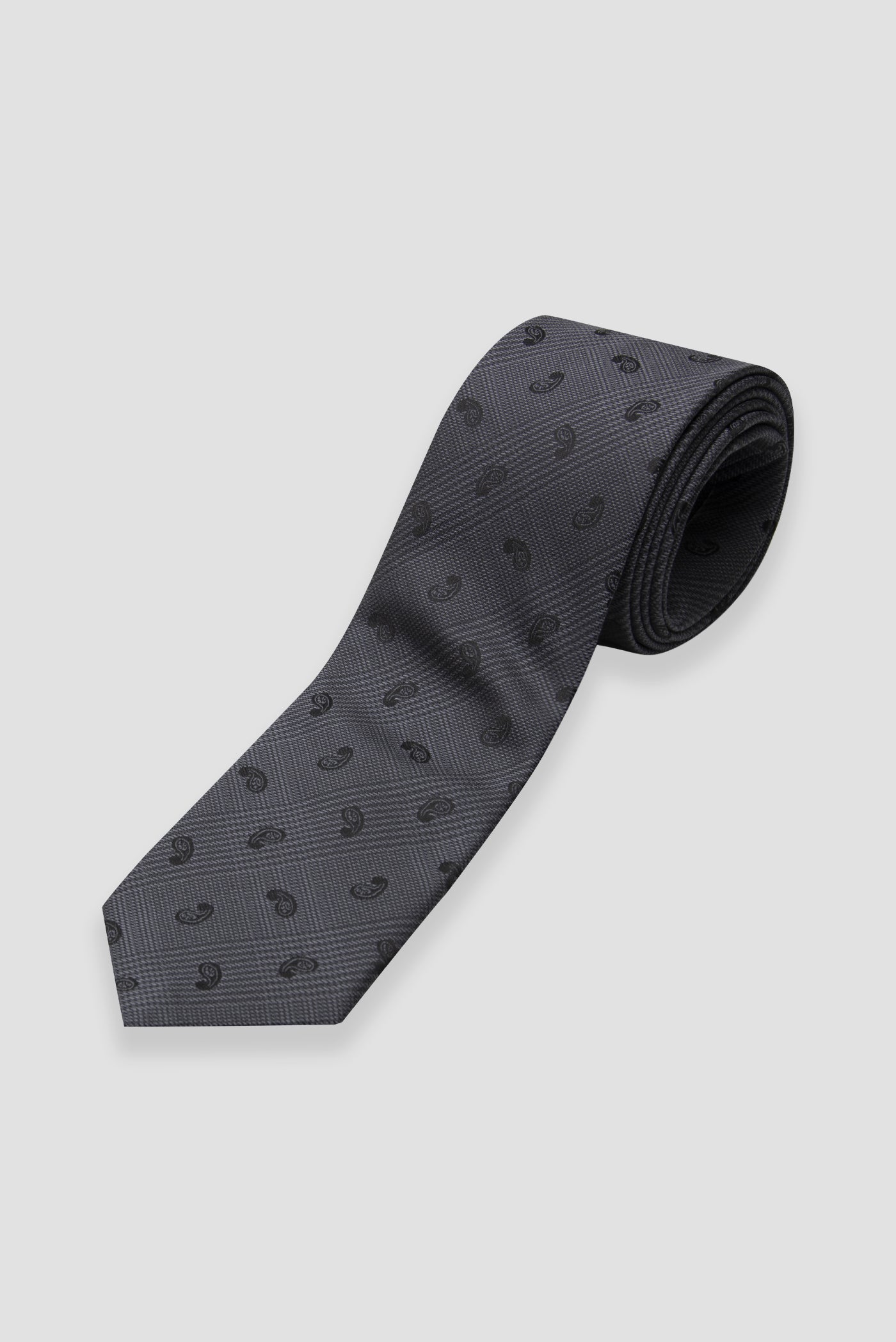 Abbate Kravat 8 cm Mikrofiber Polyester Koyu Gri Erkek Desenli Kravat