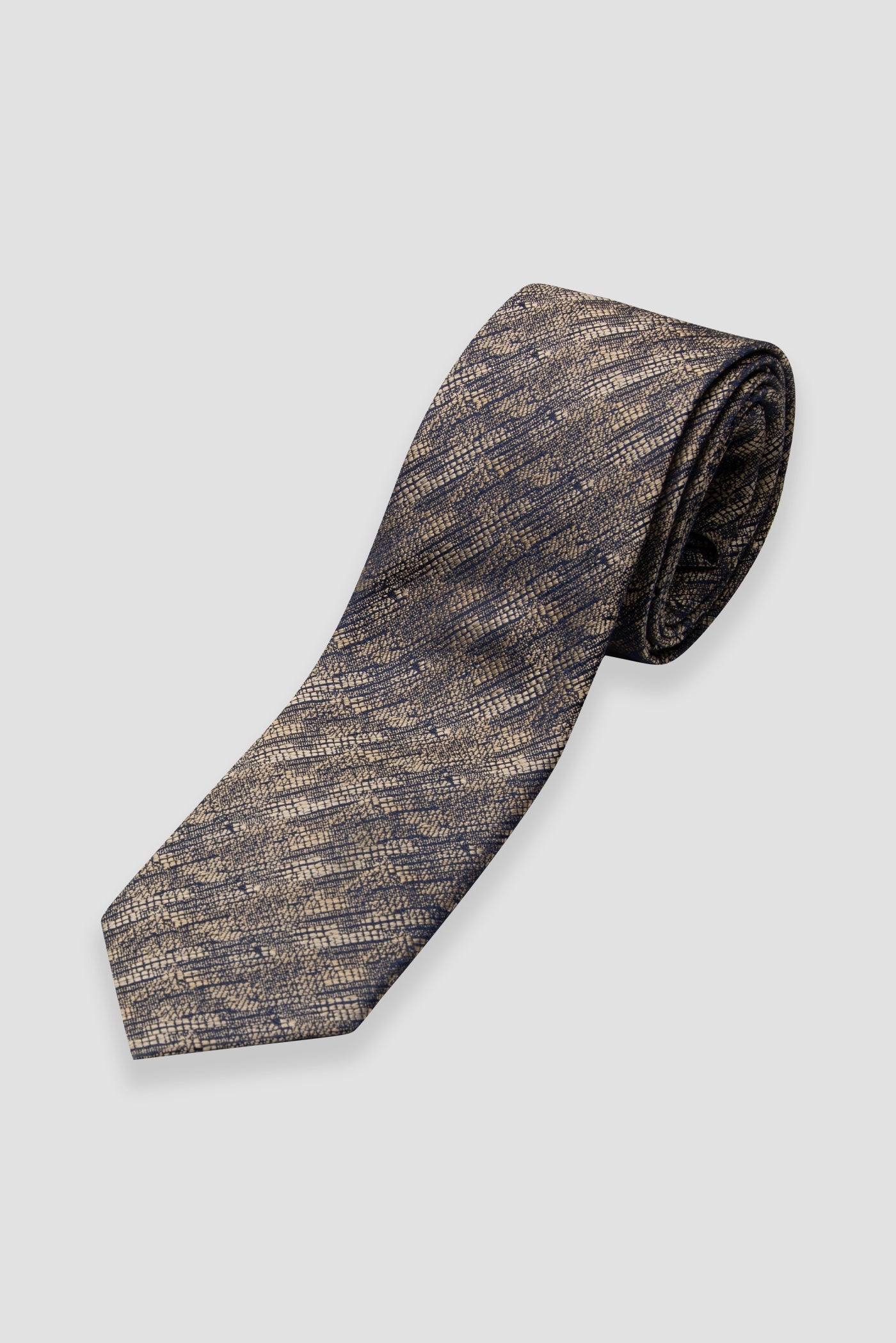 Abbate Kravat 8 cm Mikrofiber Polyester Bej Erkek Desenli Kravat