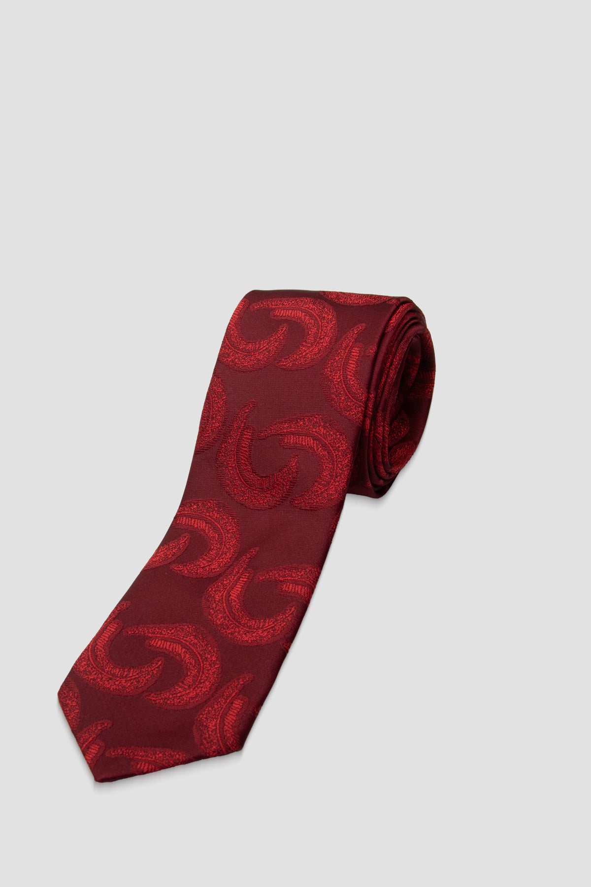 Abbate Kravat 8 cm Mikrofiber Polyester Bordo Erkek Desenli Kravat