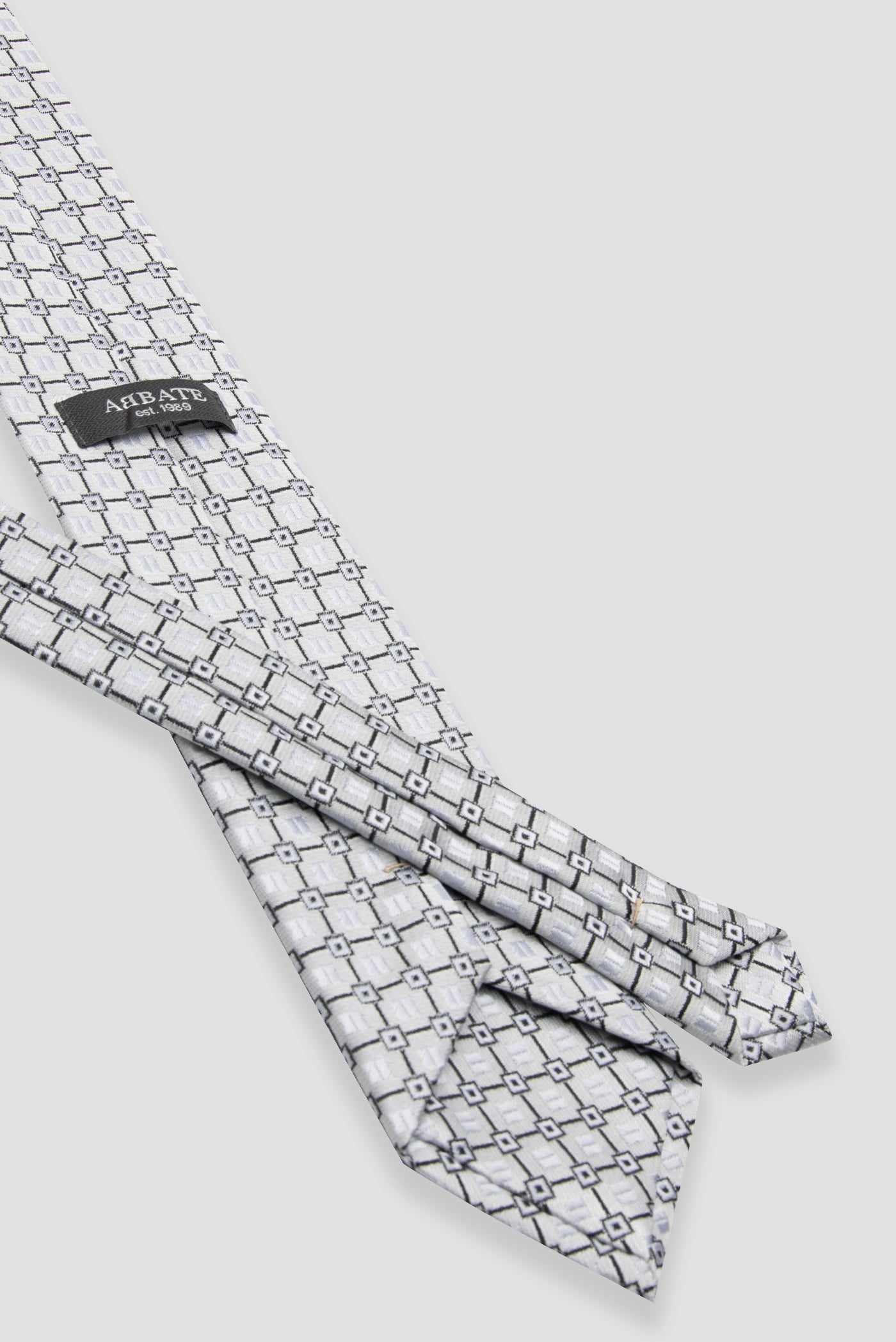 Abbate Kravat 8 cm Mikrofiber Polyester Beyaz Erkek Desenli Kravat