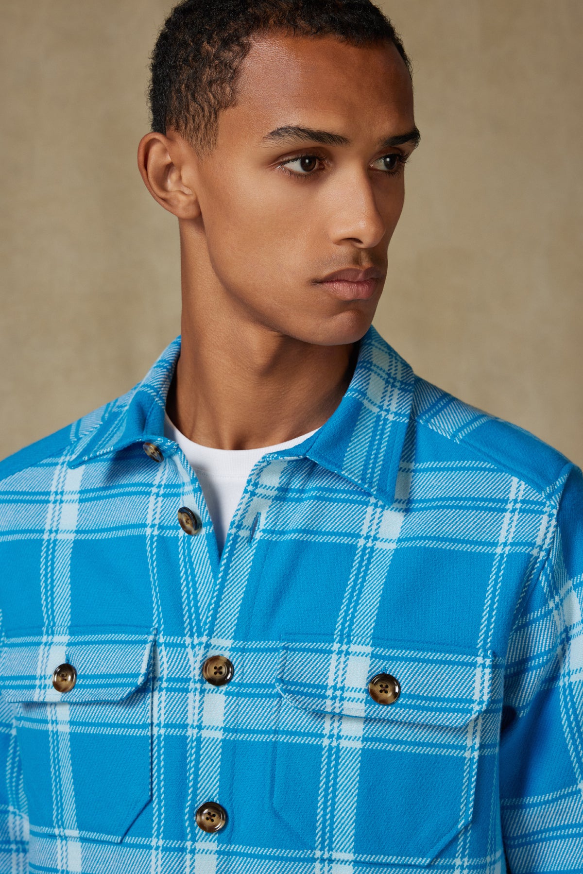 Abbate Fumo Flanel Pamuklu Overshirt Fit Koyu Mavi Klasik Yaka Erkek Ekoseli Gömlek Ceket