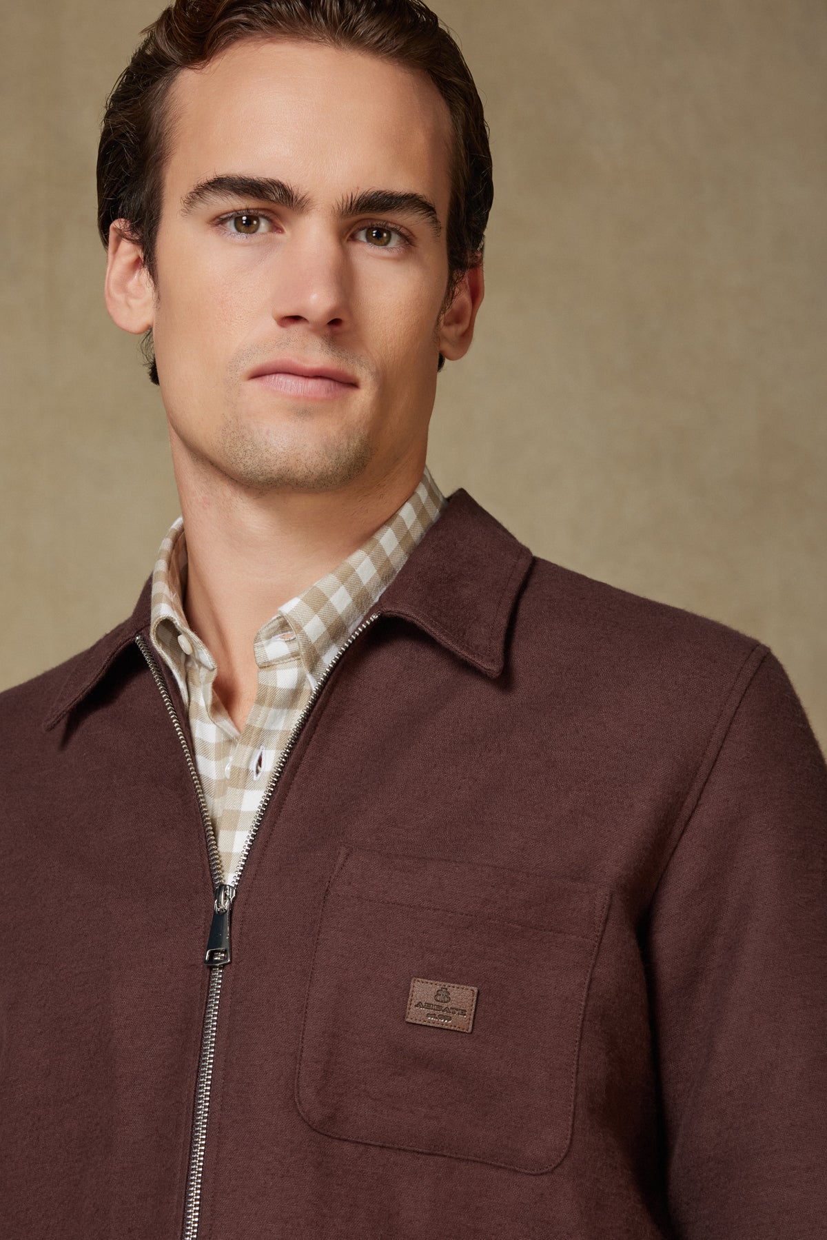 Abbate Monza Flanel Pamuklu Overshirt Fit Kahverengi Klasik Yaka Erkek Düz Gömlek Ceket