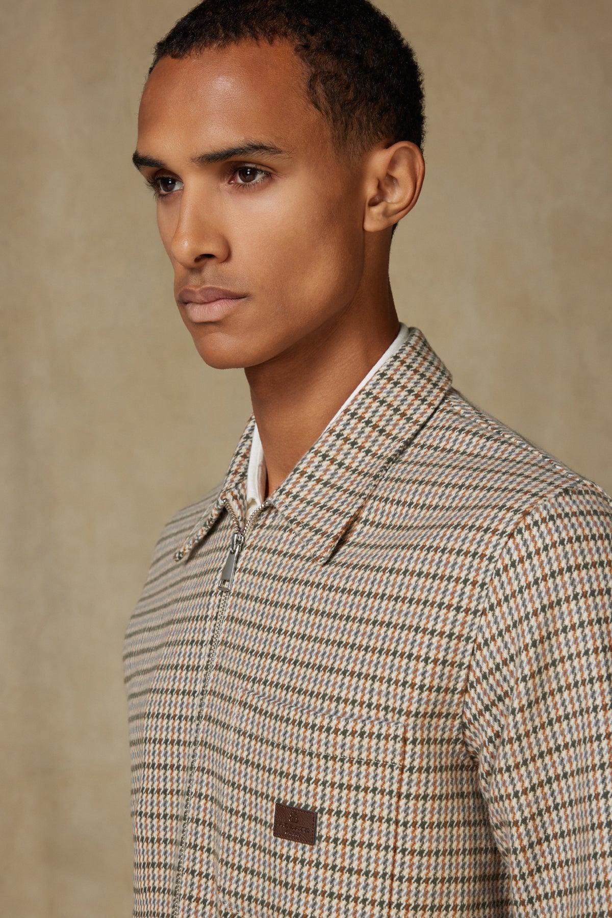 Abbate Monza Flanel Pamuklu Overshirt Fit Bej Klasik Yaka Erkek Desenli Gömlek Ceket