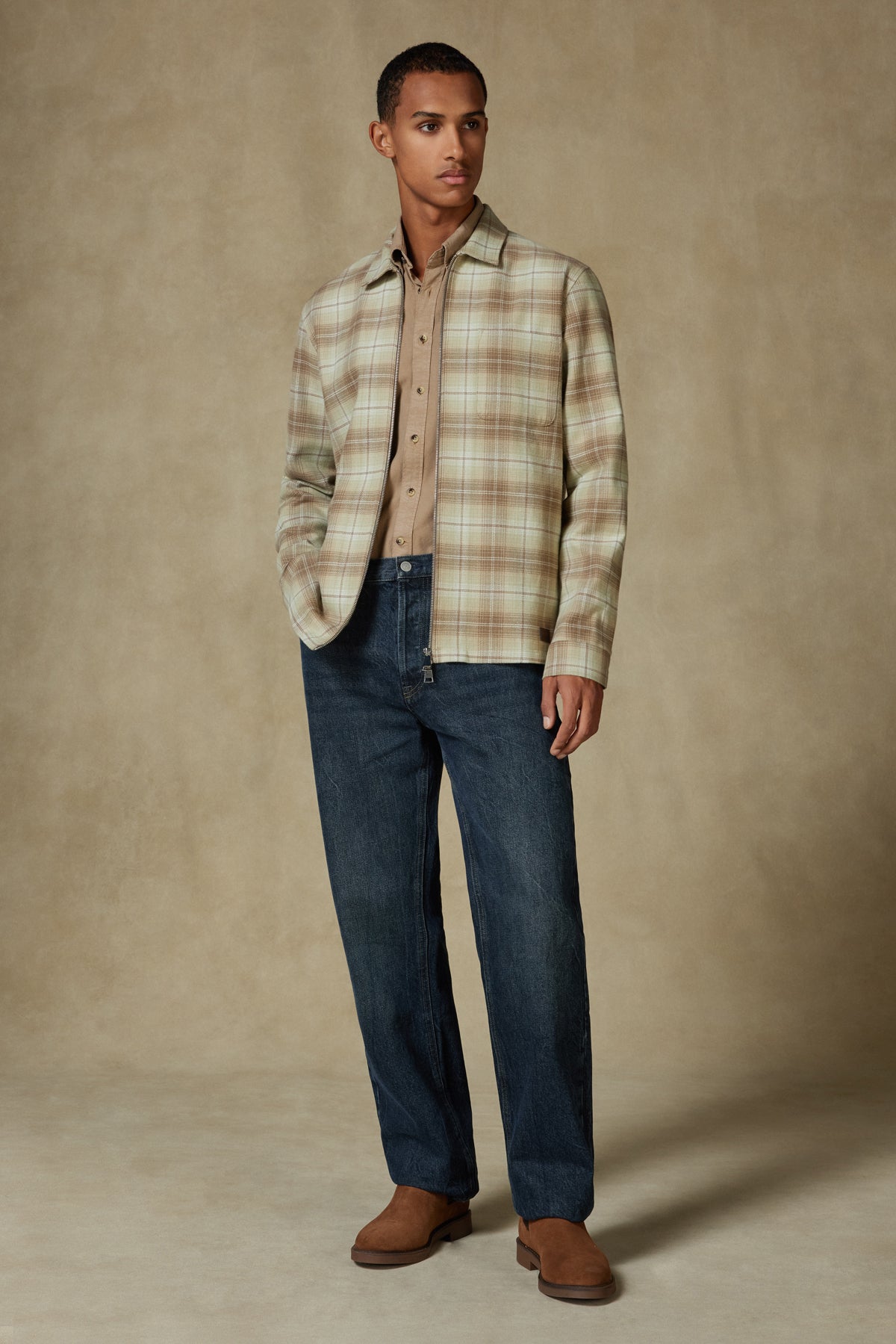 Abbate Prato Flanel Pamuklu Overshirt Fit Yeşil Klasik Yaka Erkek Ekoseli Gömlek Ceket