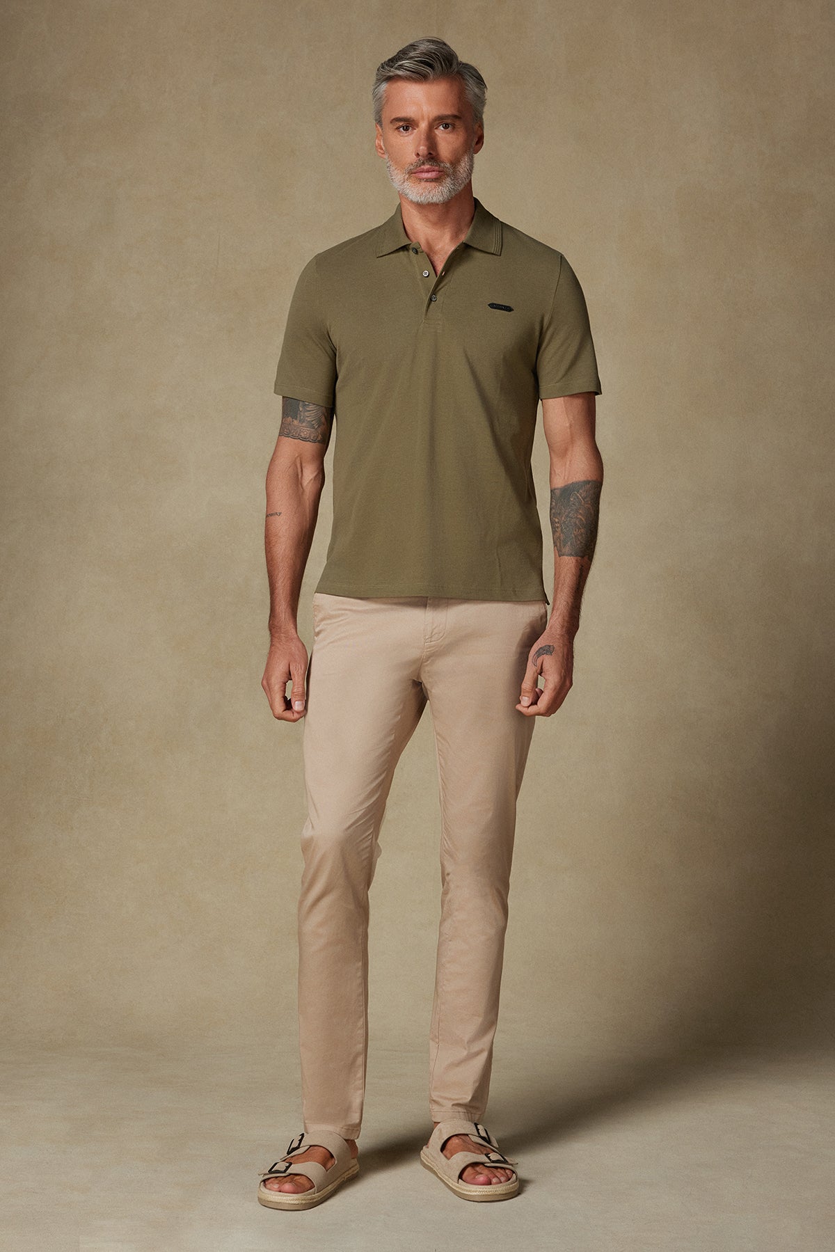 Abbate Royal Pike Pamuklu Comfort Fit Haki Polo Yaka Erkek Düz Polo Shirt