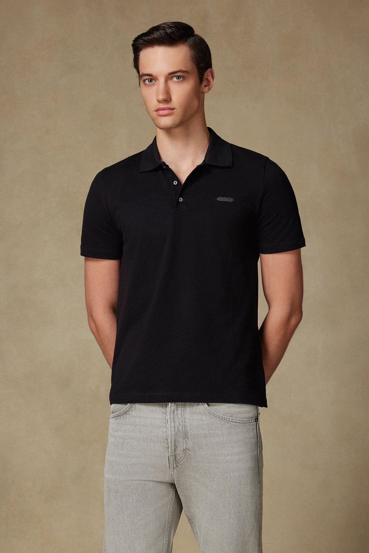 Abbate Royal Pike Pamuklu Comfort Fit Siyah Polo Yaka Erkek Düz Polo Shirt