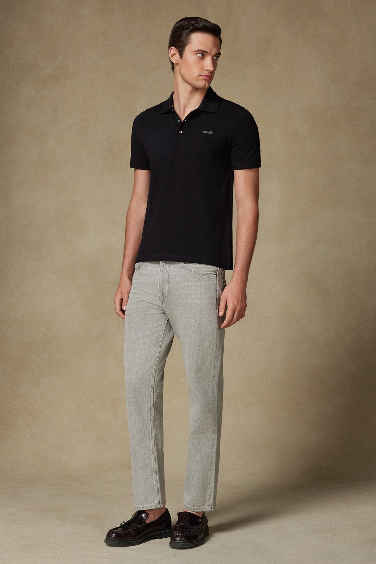 Abbate Royal Pike Pamuklu Comfort Fit Siyah Polo Yaka Erkek Düz Polo Shirt