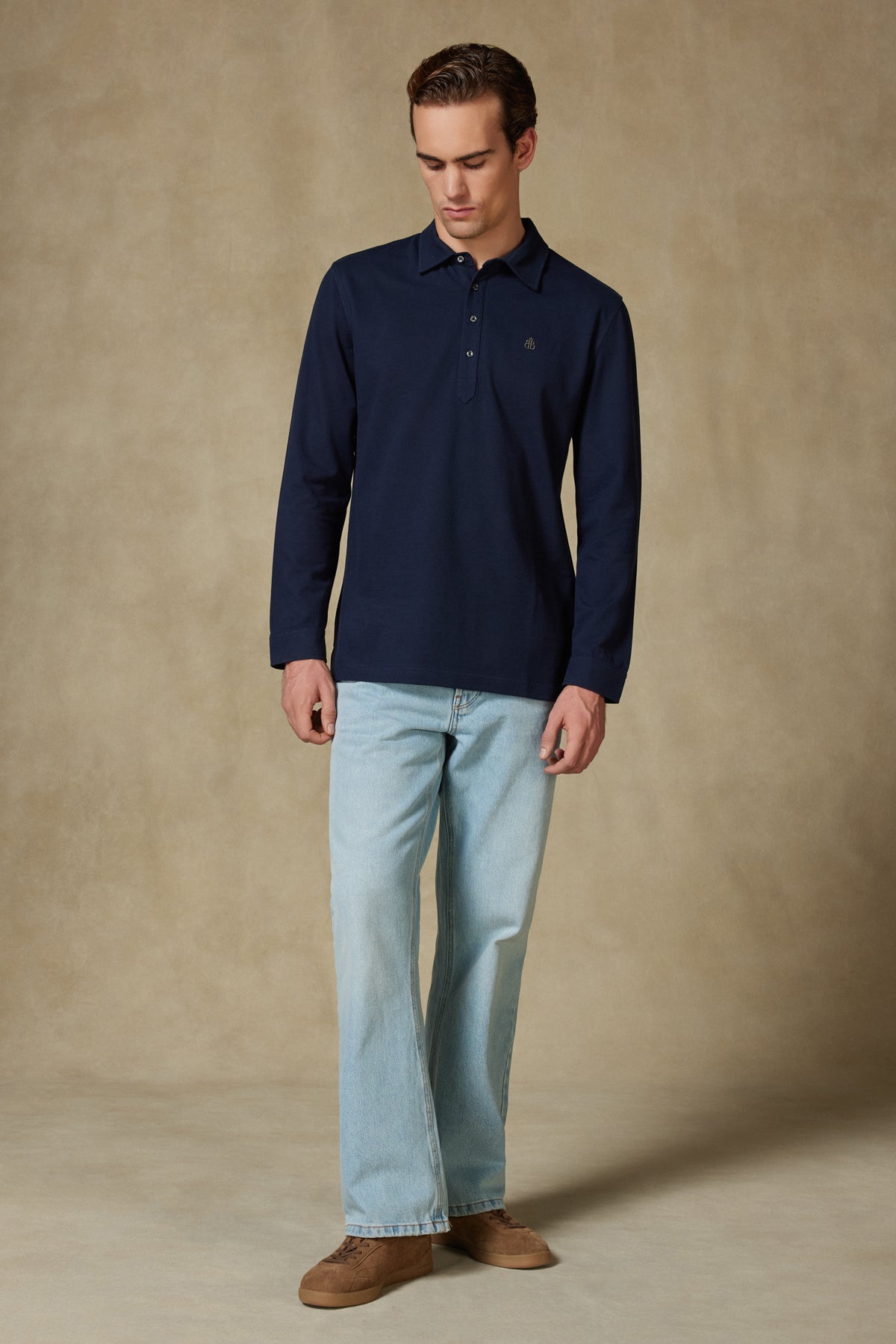 Abbate Castle Pike Pamuklu Comfort Fit Lacivert Polo Yaka Erkek Düz Polo Shirt