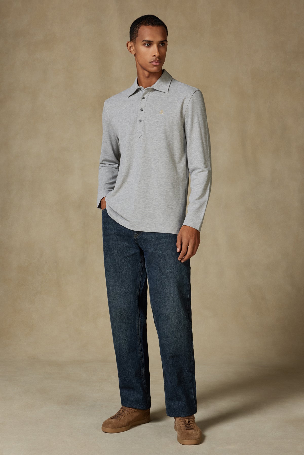 Abbate Castle Pike Pamuklu Comfort Fit Açık Gri Polo Yaka Erkek Düz Polo Shirt