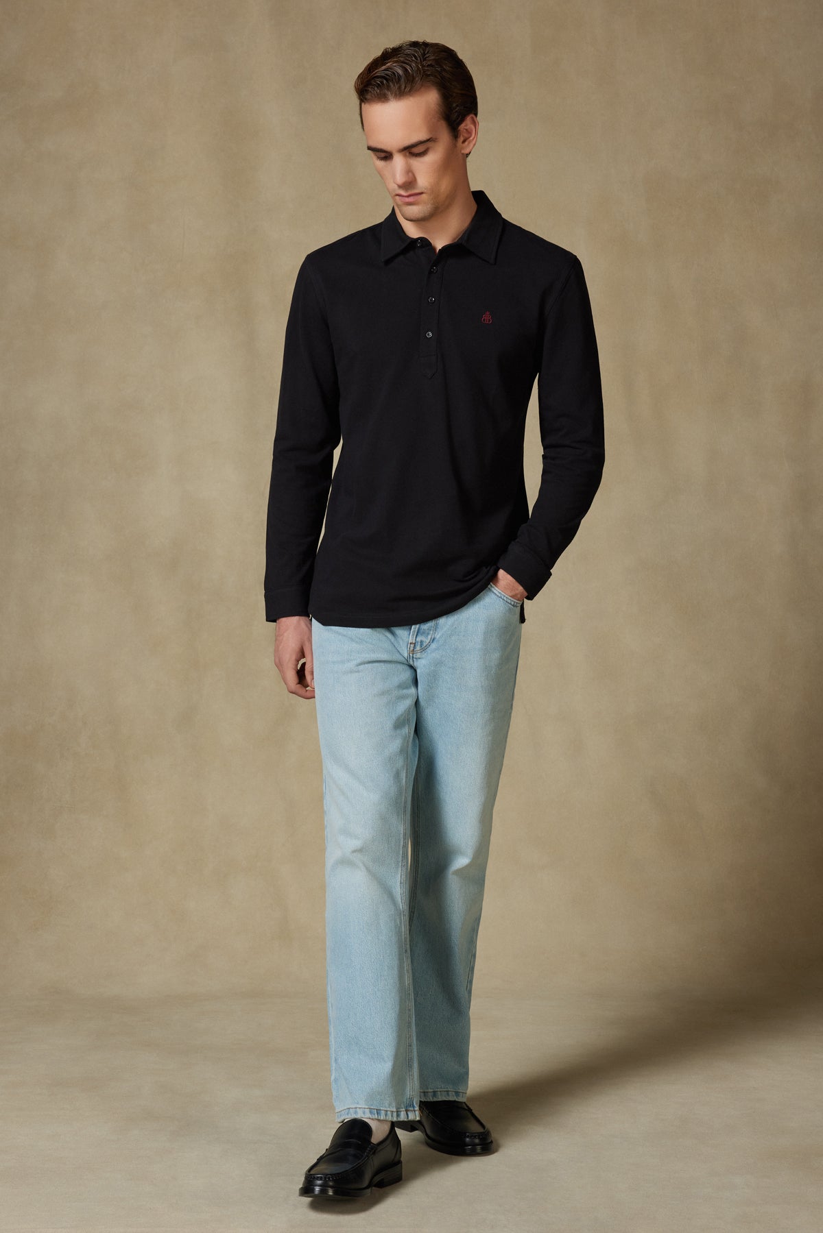 Abbate Castle Pike Pamuklu Comfort Fit Siyah Polo Yaka Erkek Düz Polo Shirt