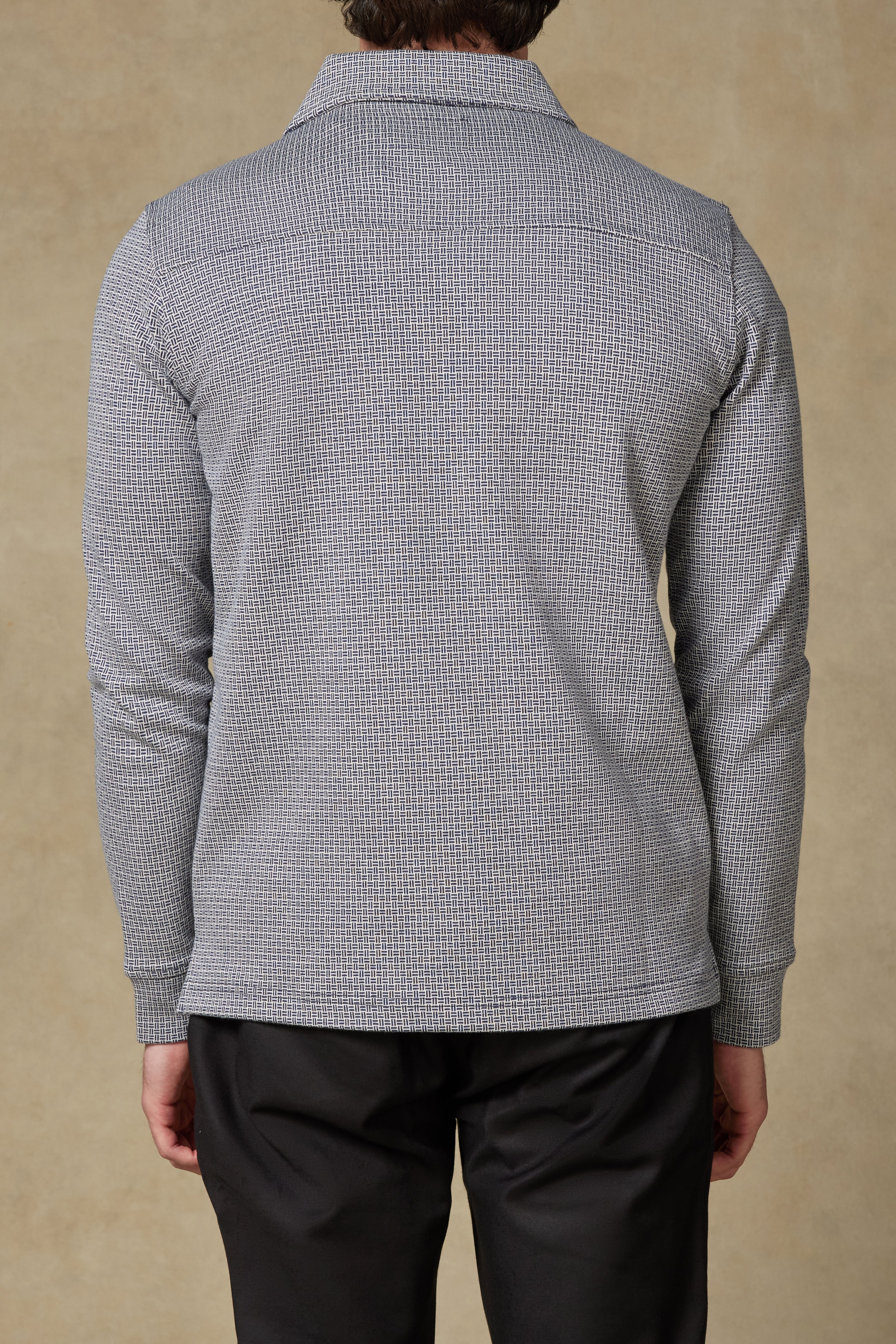 Abbate Milo Örme Kumaş Pamuklu Modern Fit Lacivert Polo Yaka Erkek Desenli Sweatshirt