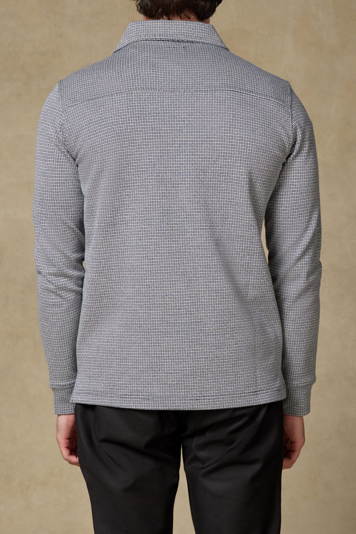 Abbate Milo Örme Kumaş Pamuklu Modern Fit Lacivert Polo Yaka Erkek Desenli Sweatshirt