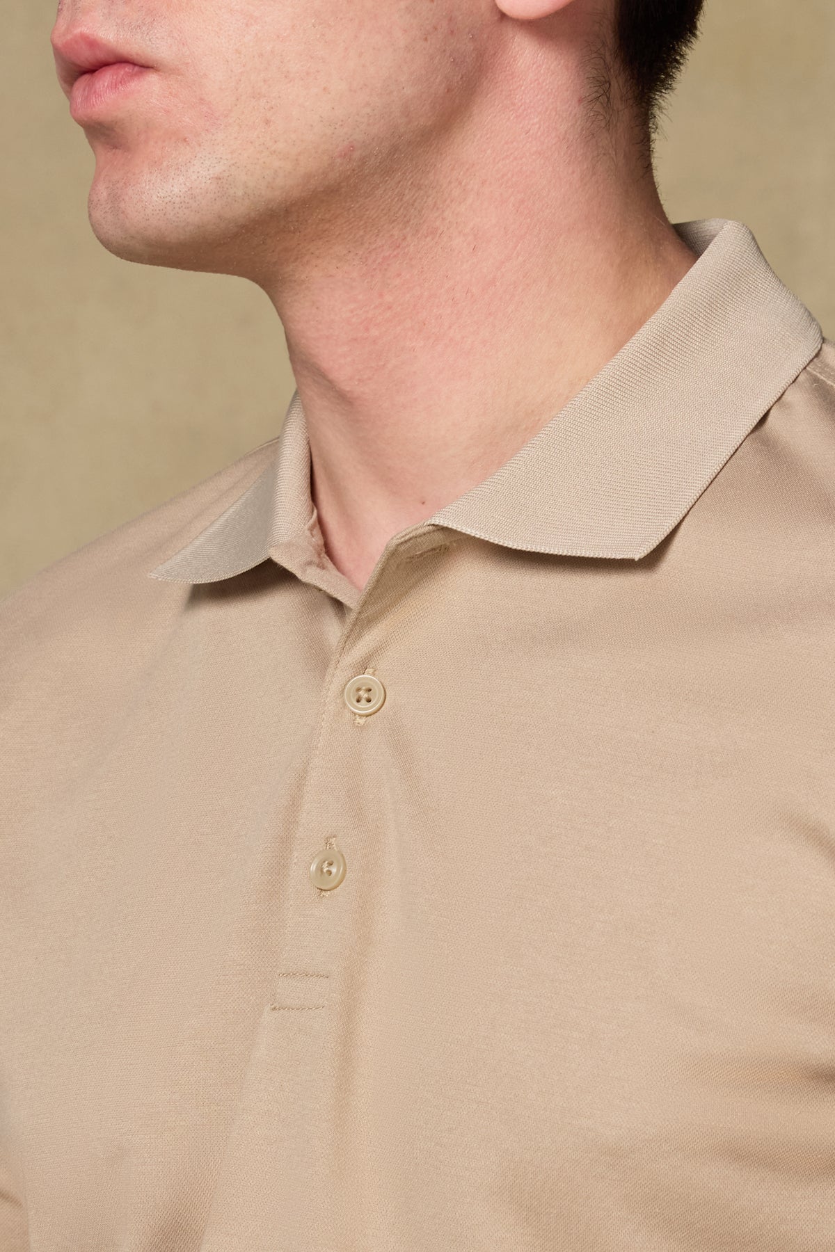 Abbate Bivo Merserize Pamuklu Modern Fit Koyu Bej Polo Yaka Erkek Düz Polo Shirt