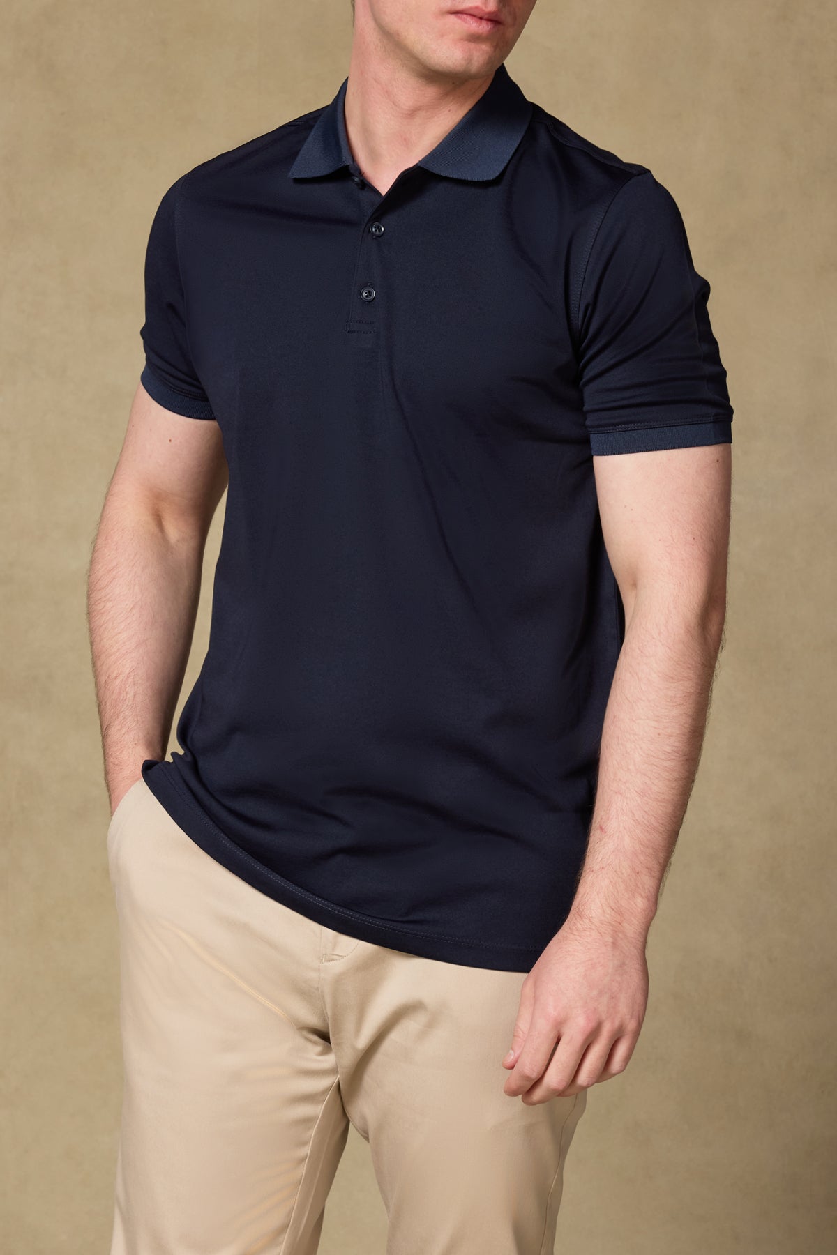 Abbate Bivo Merserize Pamuklu Modern Fit Lacivert Polo Yaka Erkek Düz Polo Shirt