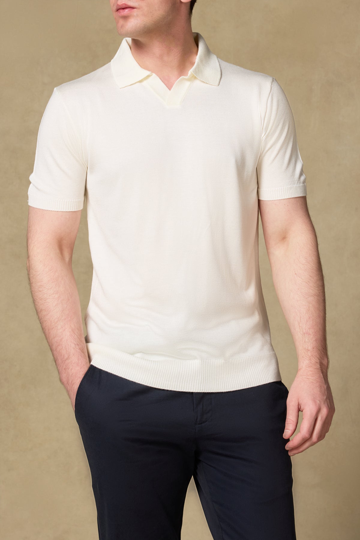 Abbate Lido Viskon Viskon Karışımlı Modern Fit Ekru Jonny Polo Yaka Erkek Düz Polo Shirt