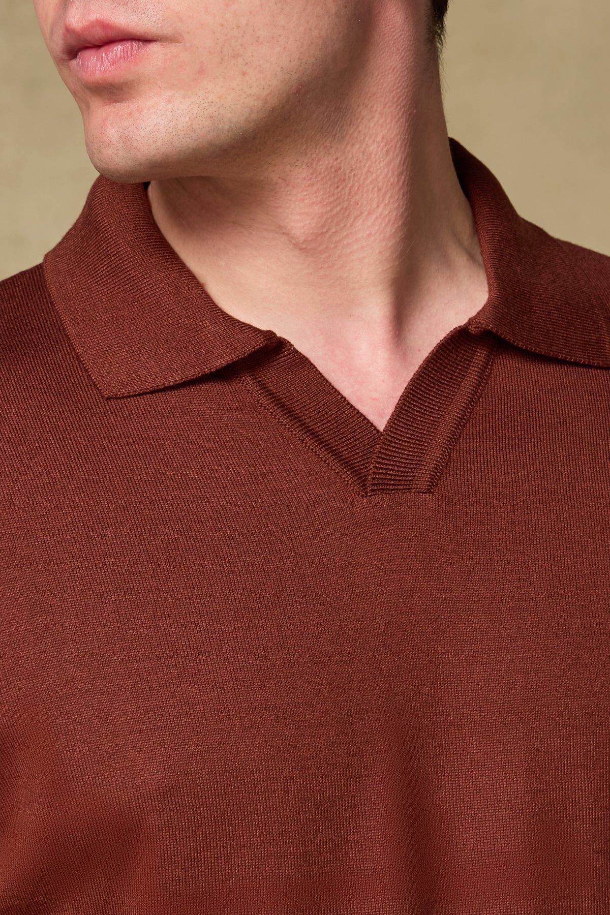 Abbate Lido Viskon Viskon Karışımlı Modern Fit Açık Kahverengi Jonny Polo Yaka Erkek Düz Polo Shirt