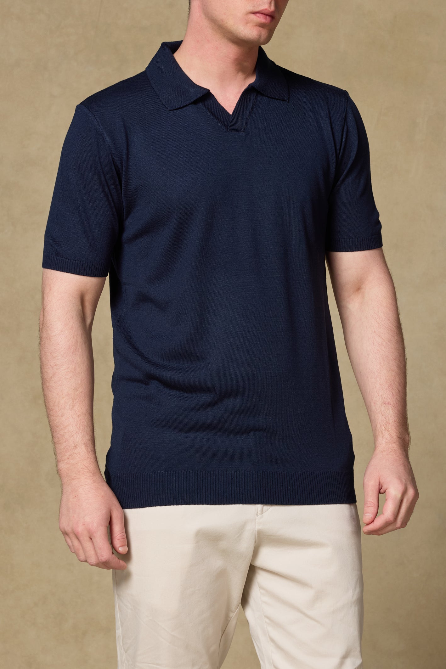 Abbate Lido Viskon Viskon Karışımlı Modern Fit Lacivert Jonny Polo Yaka Erkek Düz Polo Shirt