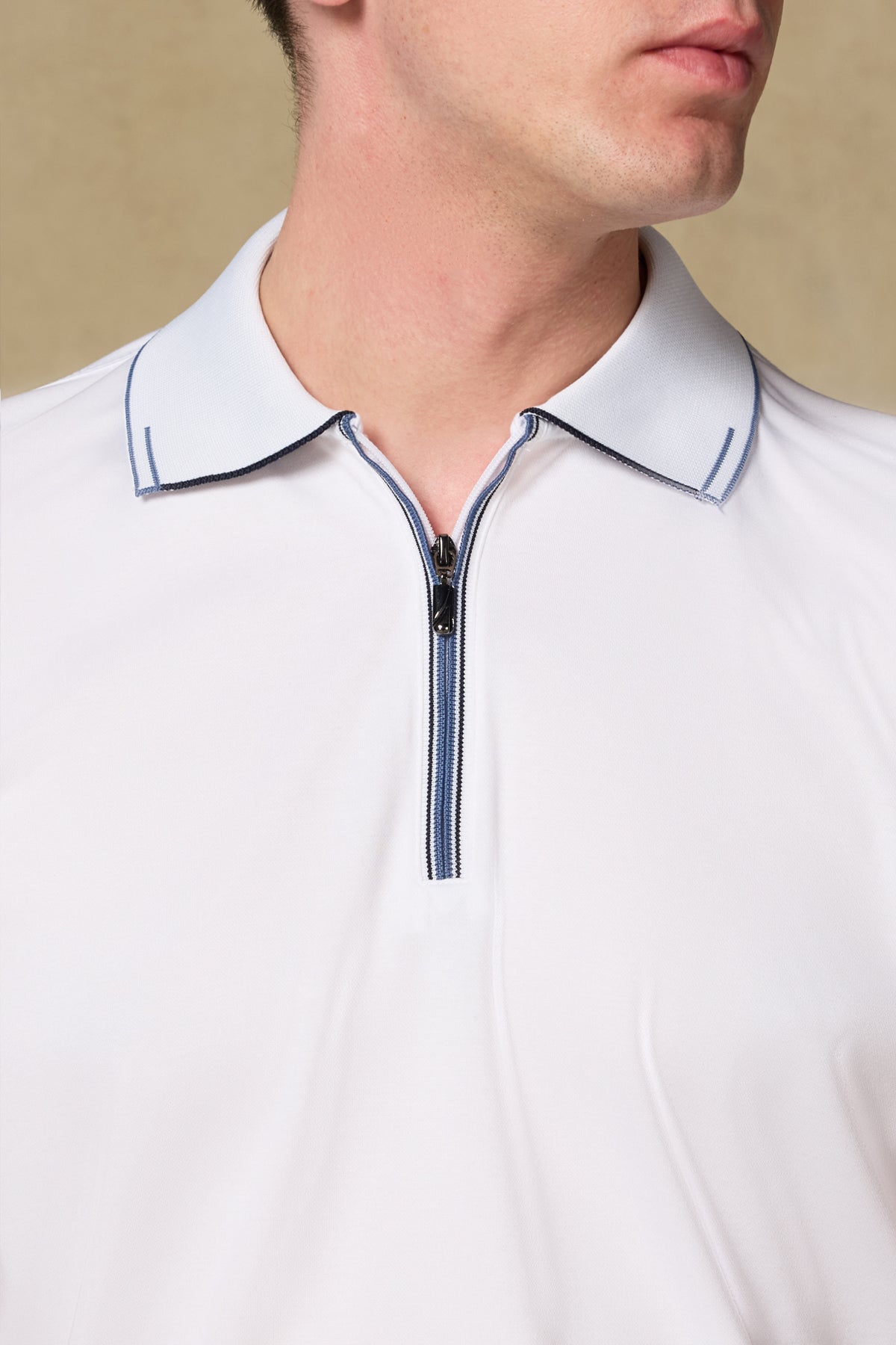 Abbate Nero Merserize Pamuklu Modern Fit Beyaz Polo Yaka Erkek Düz Polo Shirt