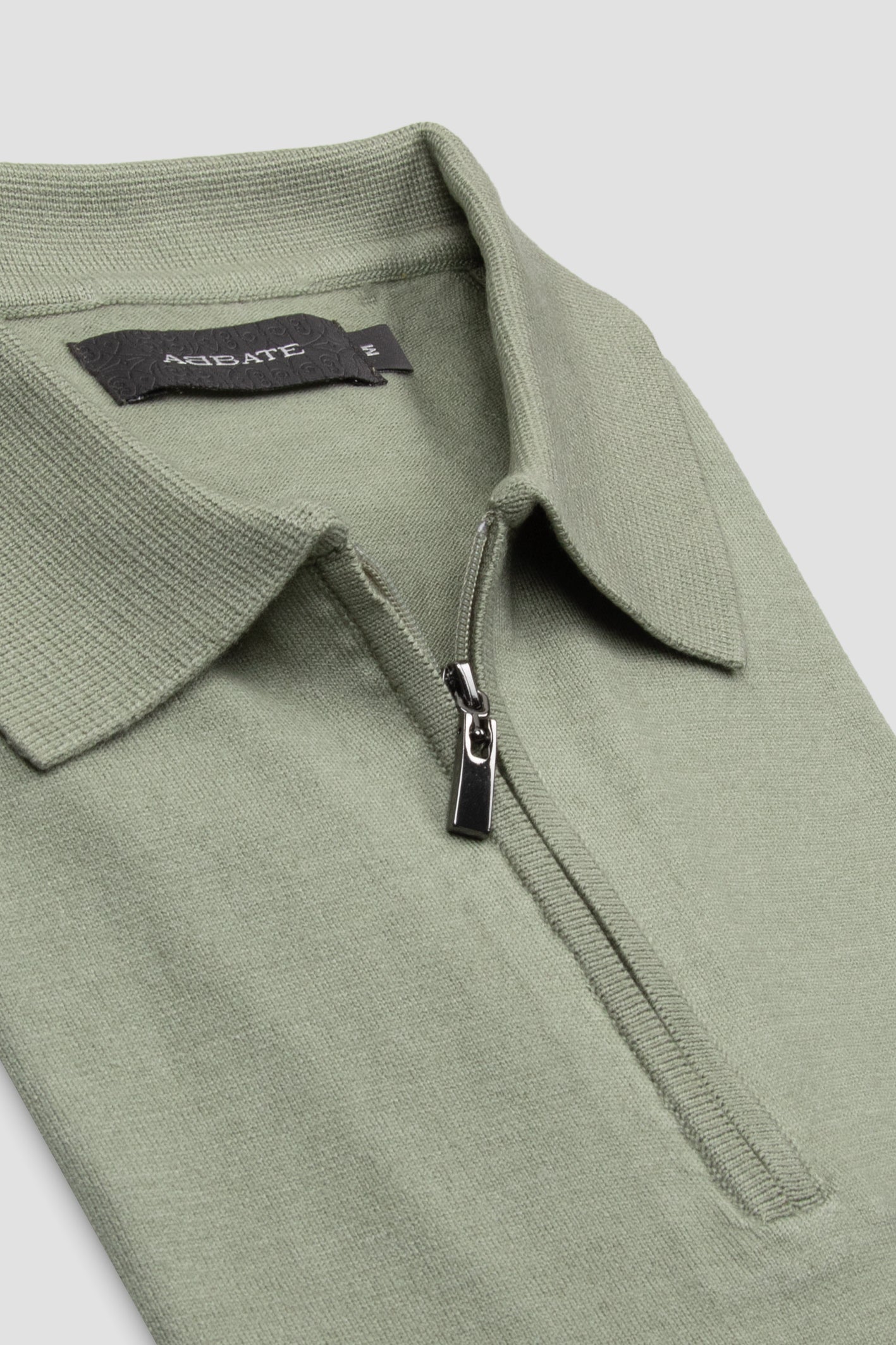 Abbate Mono Triko Polo Kaşmir Karışımlı Modern Fit Açık Yeşil Polo Yaka Erkek Düz Polo Shirt