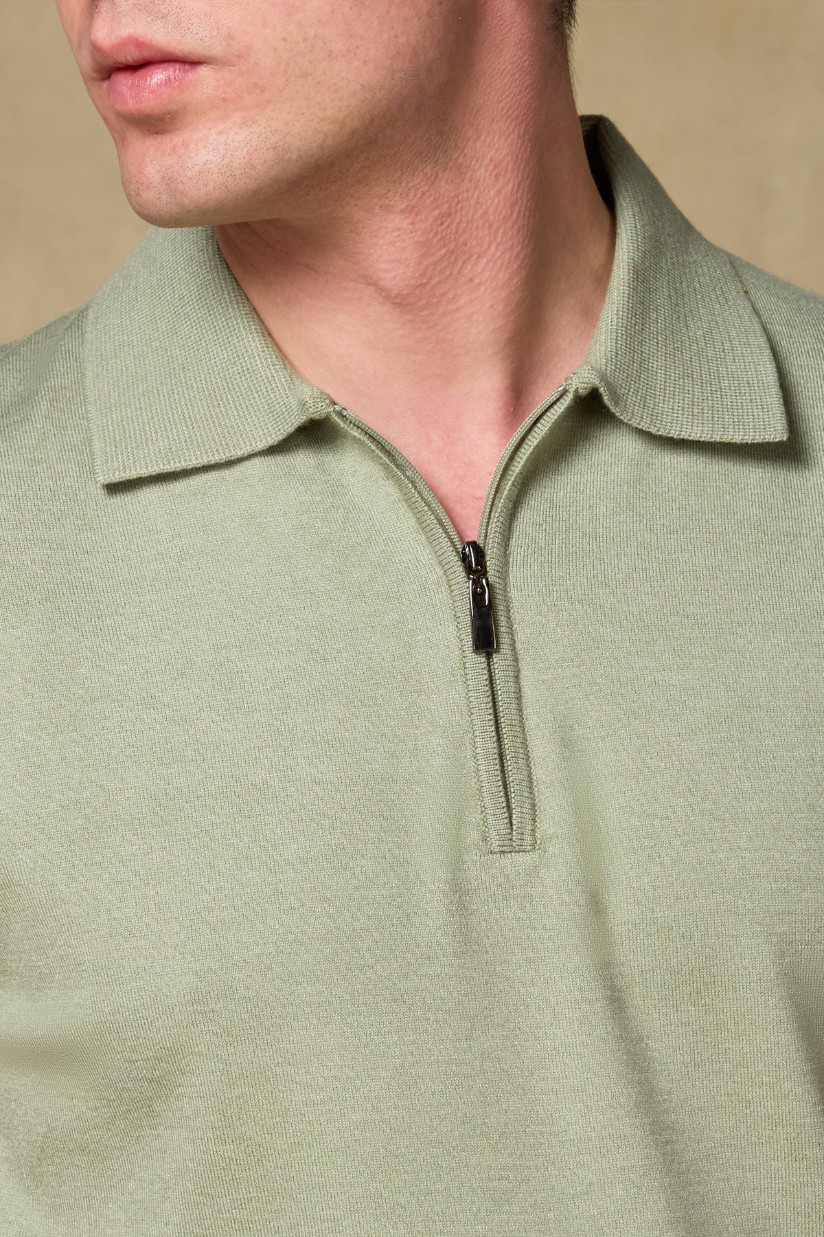 Abbate Mono Triko Polo Kaşmir Karışımlı Modern Fit Açık Yeşil Polo Yaka Erkek Düz Polo Shirt
