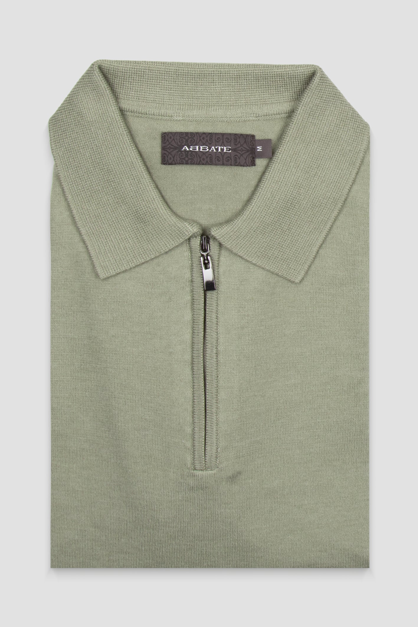 Abbate Mono Triko Polo Kaşmir Karışımlı Modern Fit Açık Yeşil Polo Yaka Erkek Düz Polo Shirt
