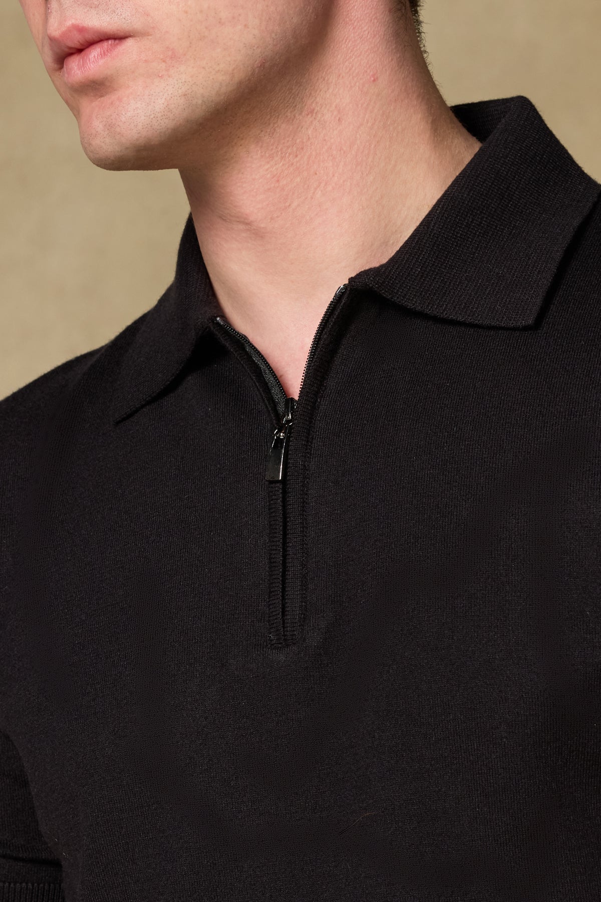 Abbate Mono Triko Polo Kaşmir Karışımlı Modern Fit Siyah Polo Yaka Erkek Düz Polo Shirt