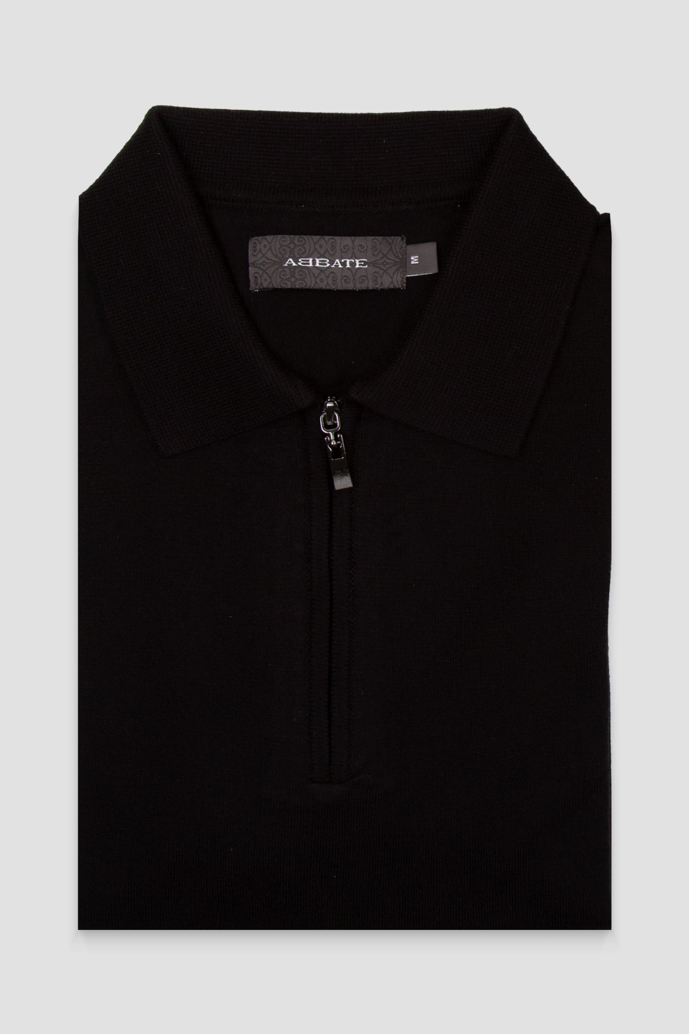 Abbate Mono Triko Polo Kaşmir Karışımlı Modern Fit Siyah Polo Yaka Erkek Düz Polo Shirt