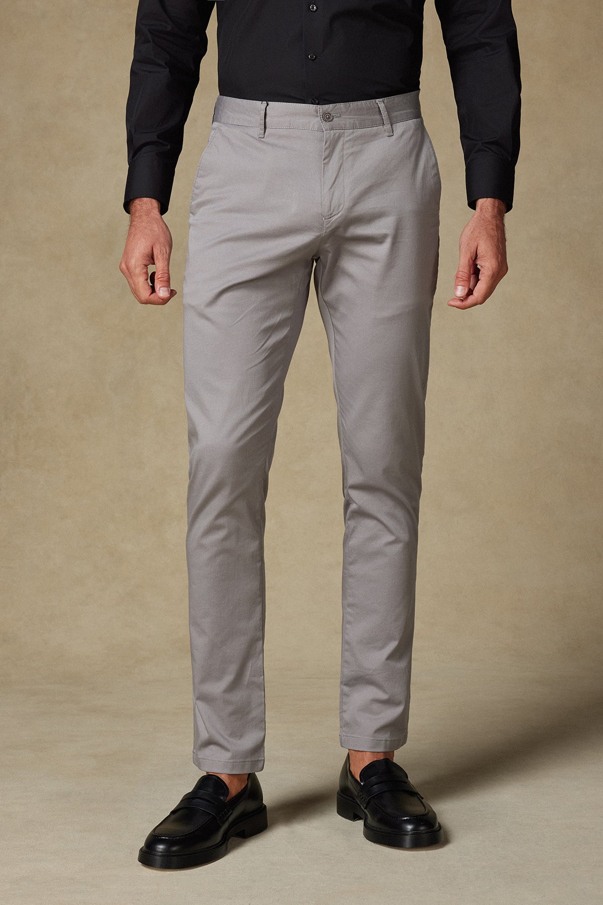 Abbate Chino Twill Pamuk Karışımlı Regular Fit Gri Erkek Düz Pantolon